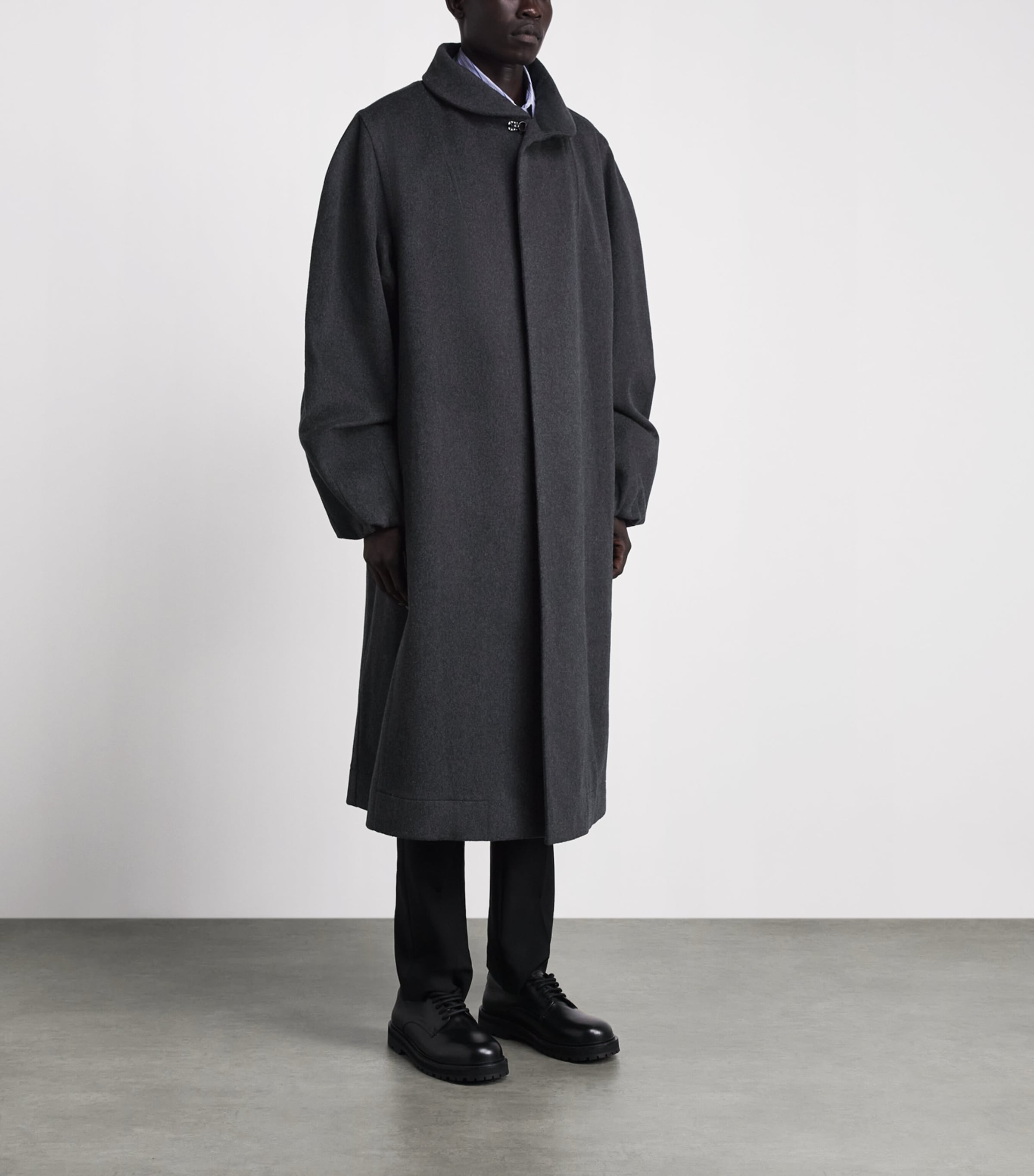 Vivienne Westwood Mens Wool-Cashmere Menzel Coat Dark Grey Melange Image 4