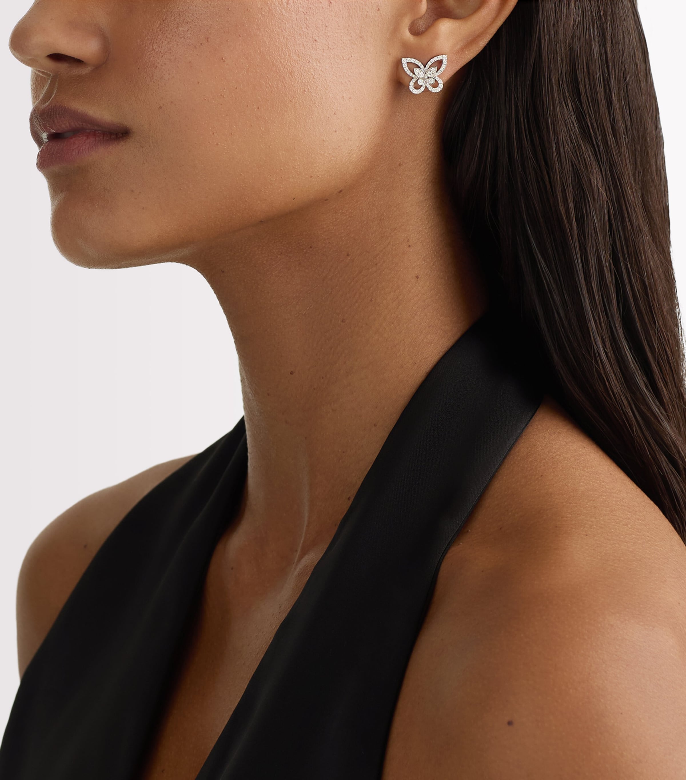 White Gold and Diamond Butterfly Earrings WHITE GOLD Image 3