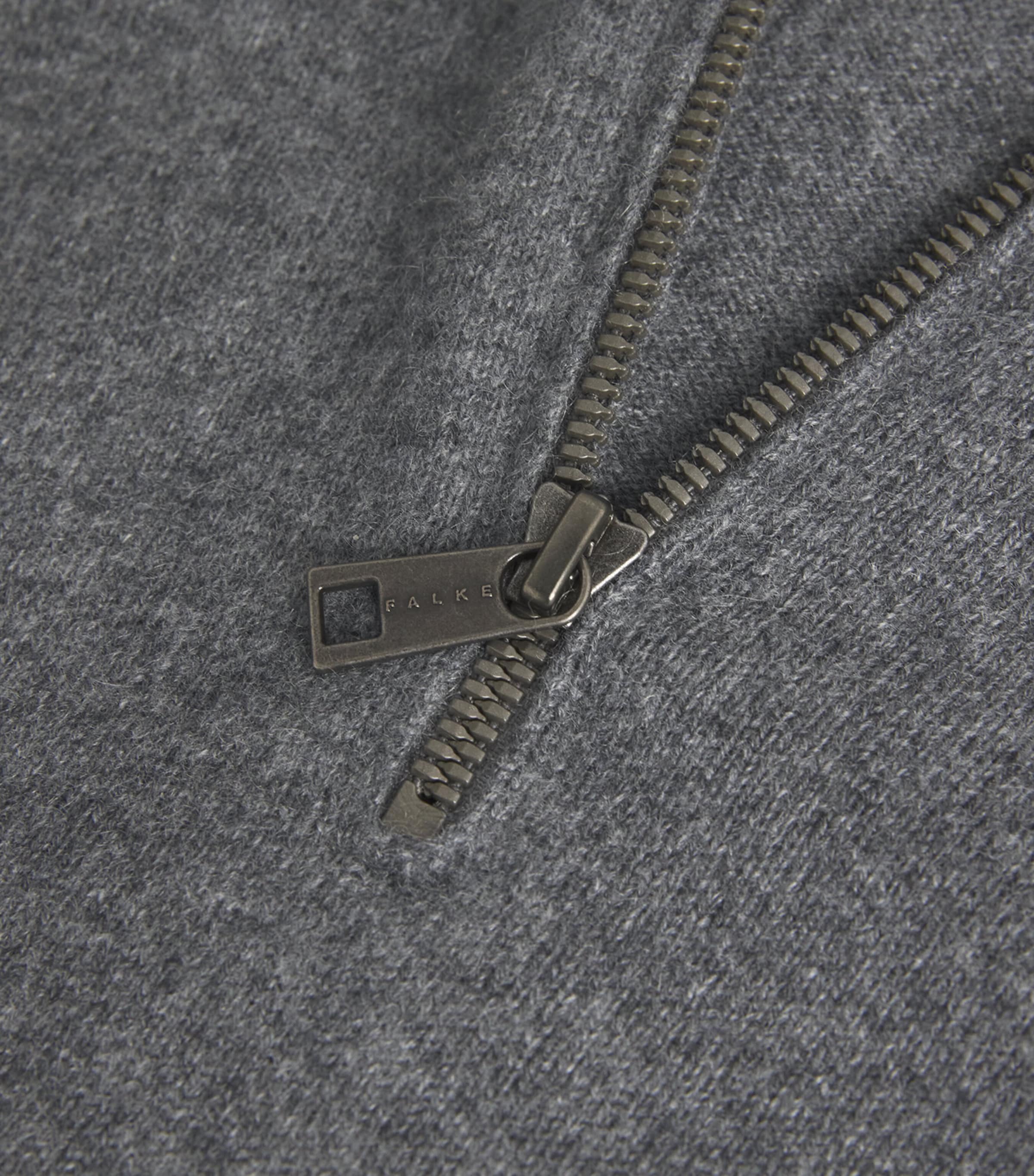 Falke Mens Cashmere Zipped Sweater Drk Gry Heather Image 5