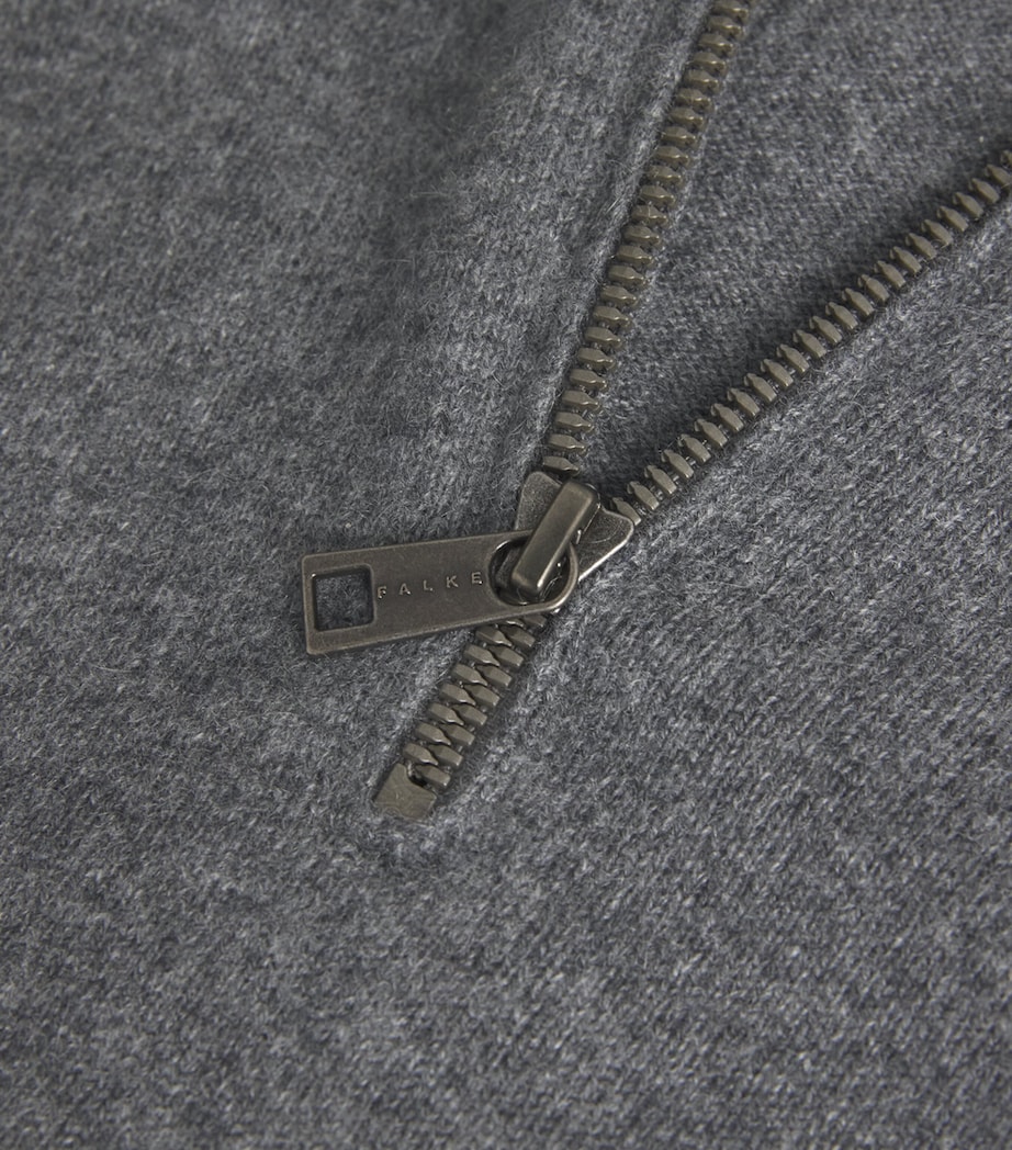 Falke Mens Cashmere Zipped Sweater Drk Gry Heather Image 5