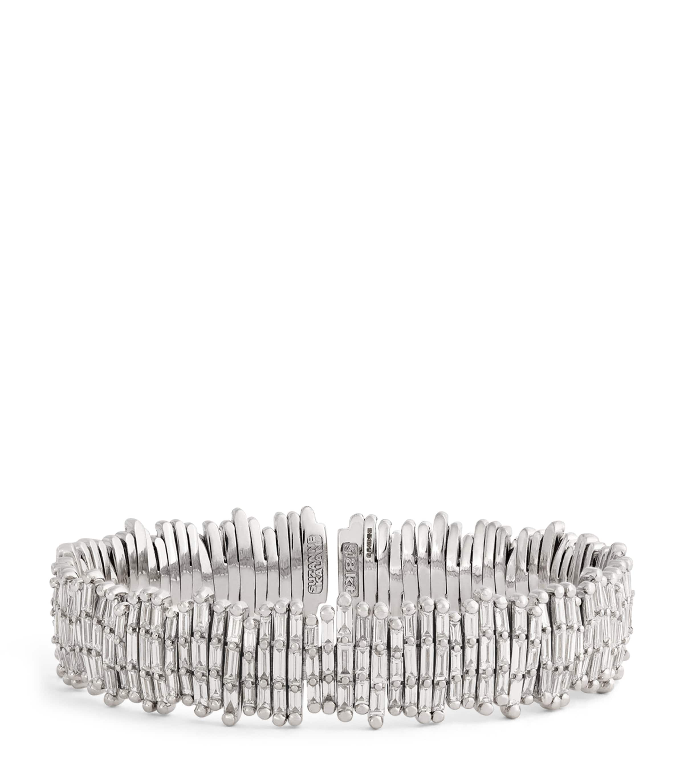 Suzanne Kalan White Gold And Diamond Classic Three-row Cuff