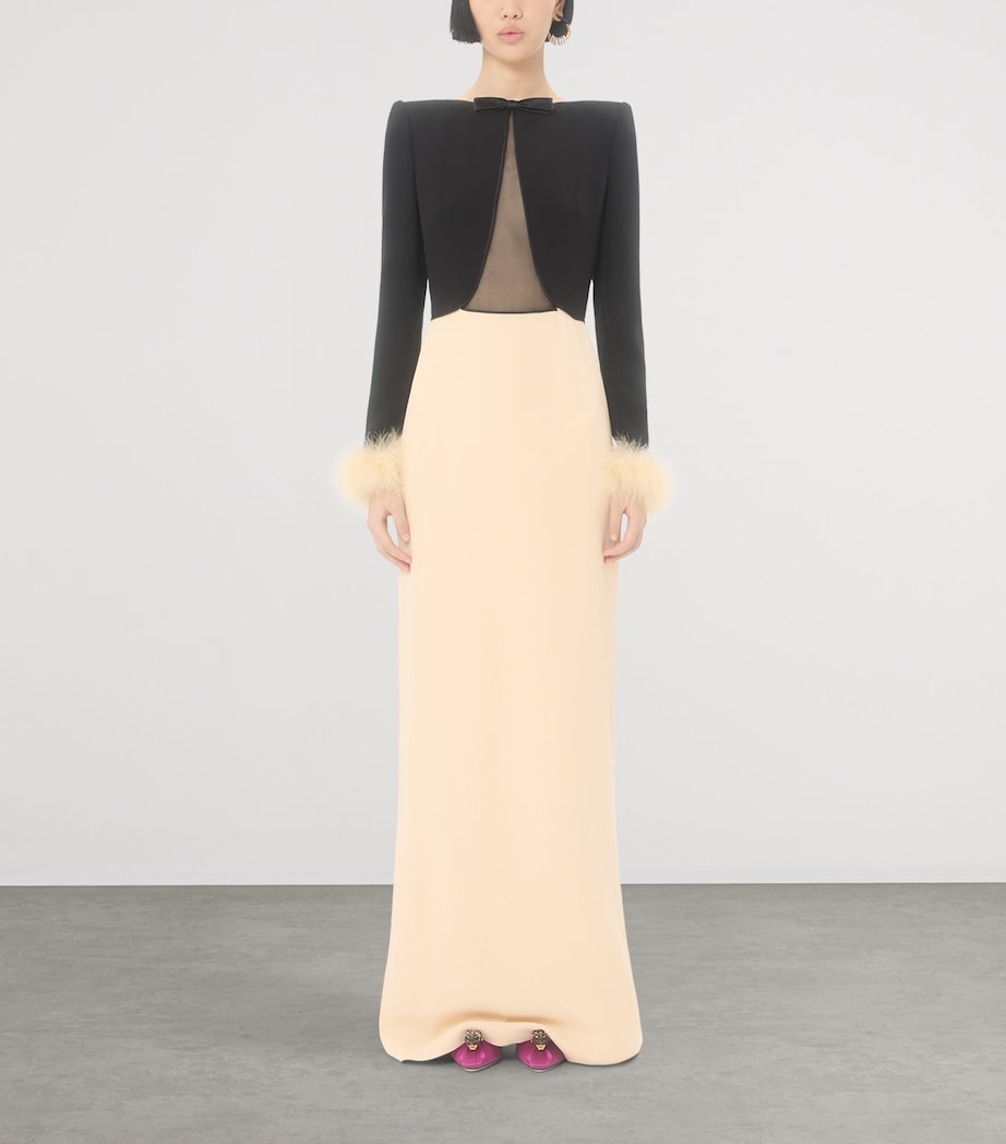 Silk Feather-Trim Gown TB1 Image 2