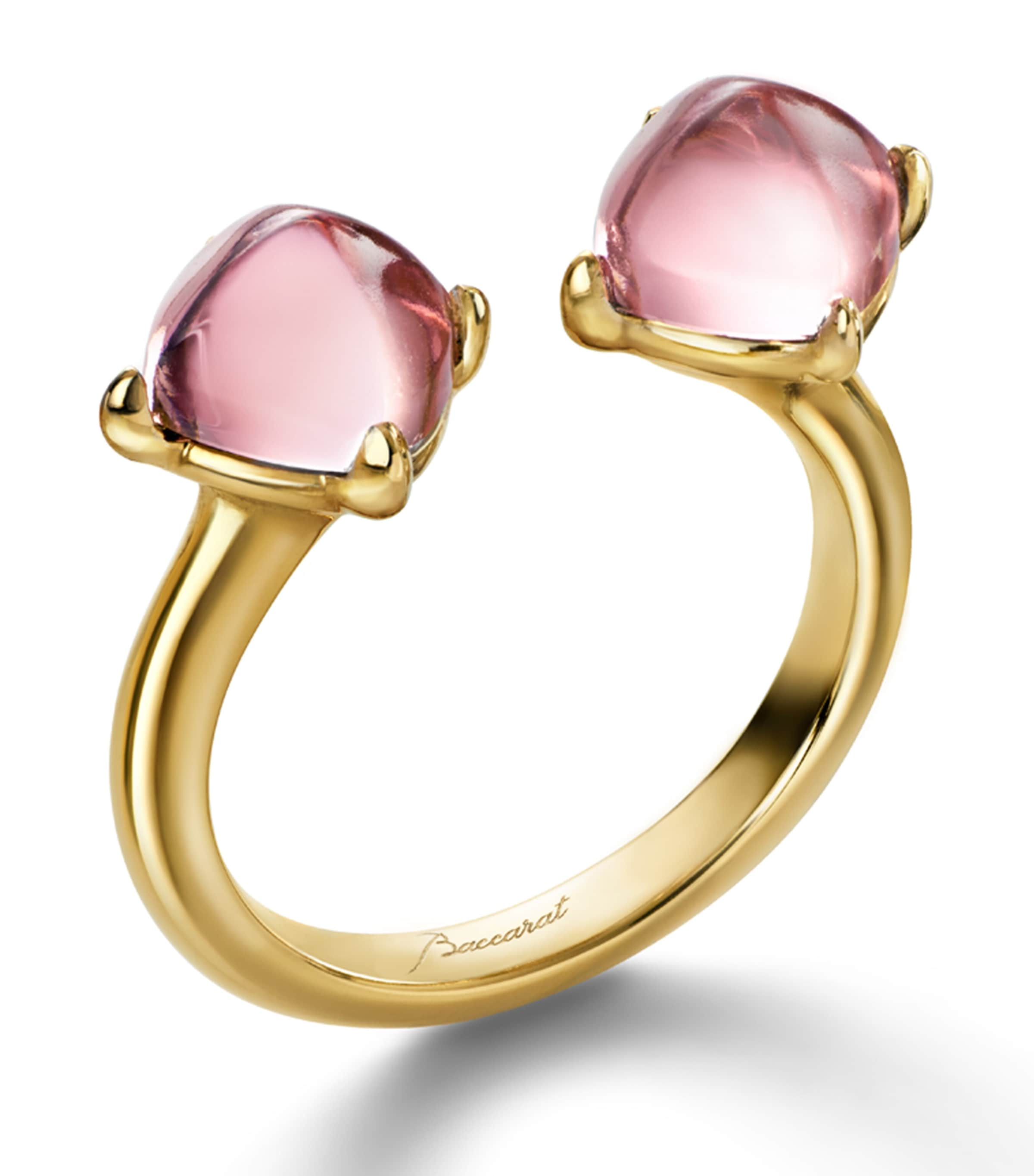 Baccarat Médicis Toi & Moi Pink Crystal Mirror Ring In Gold