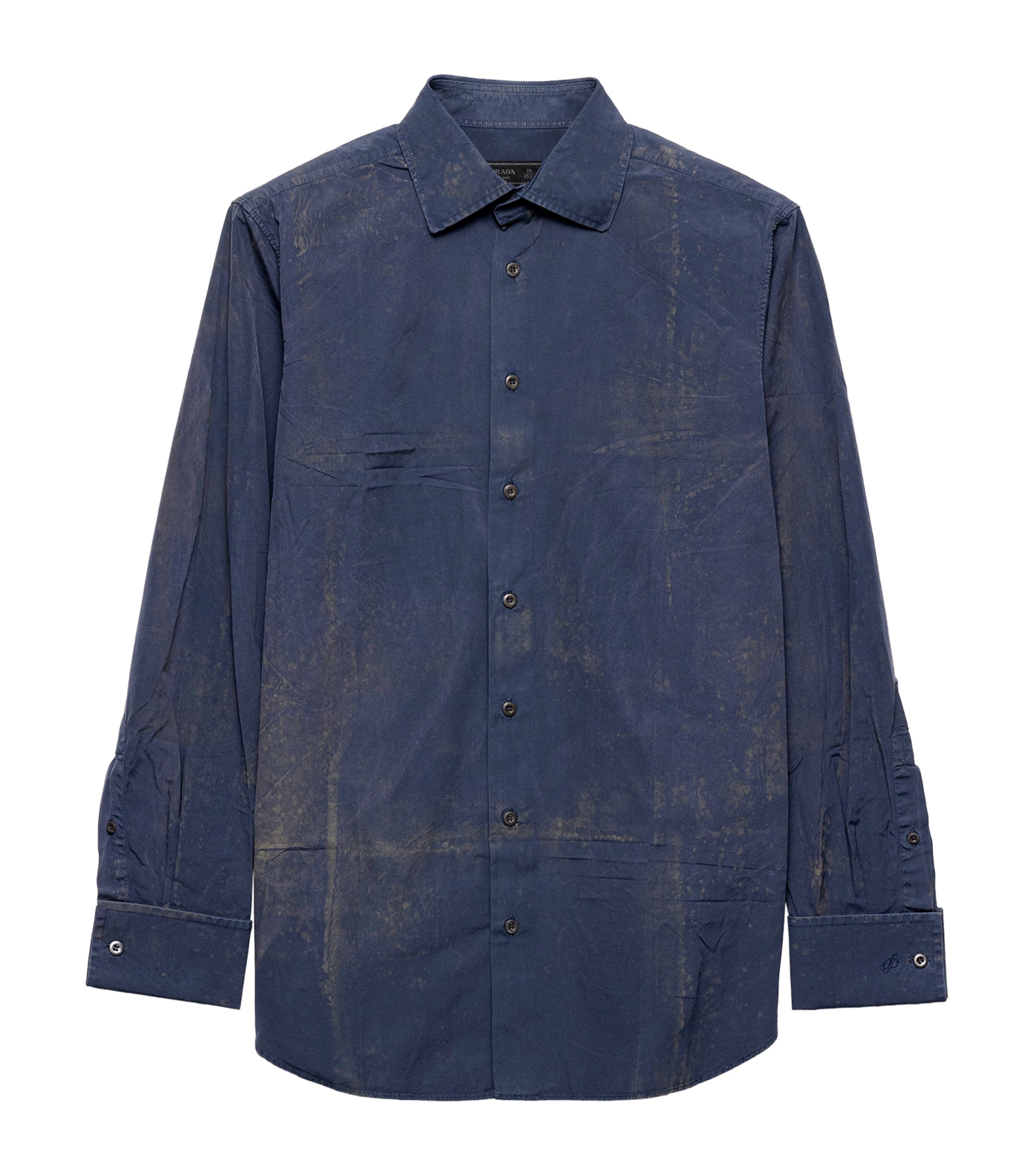 Prada Mens Cotton Vintage-Look Shirt Blue Image 1