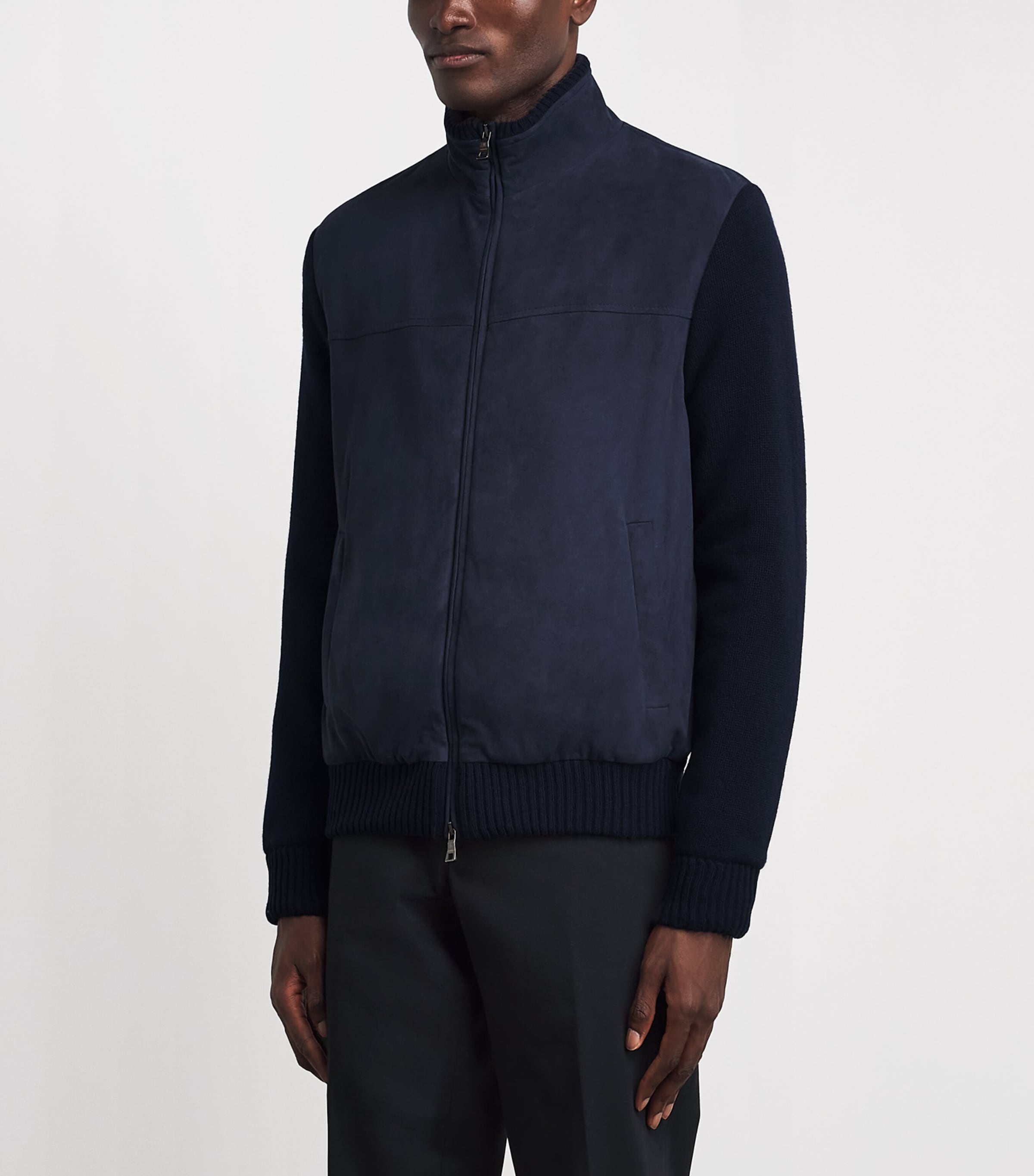 Fioroni Cashmere Mens Virgin Wool-Suede Hybrid Jacket Image 4