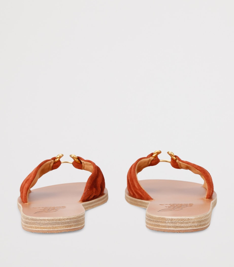 Ancient Greek Sandals Suede Nektaria Slides Rust Image 2