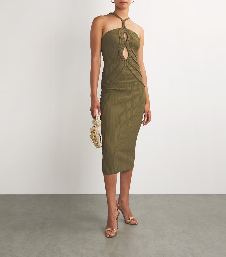 Cult Gaia Green Knitted Halterneck Avery Dress | Harrods CY Cult Gaia Green Knitted Halterneck Avery Dress | Harrods CY