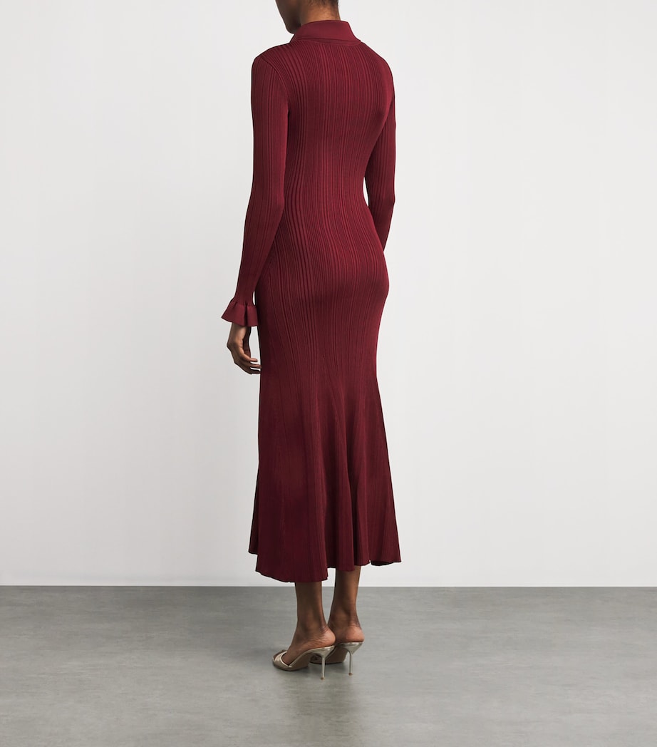 Rib-Knit Midi Dress BURGUNDY Image 3