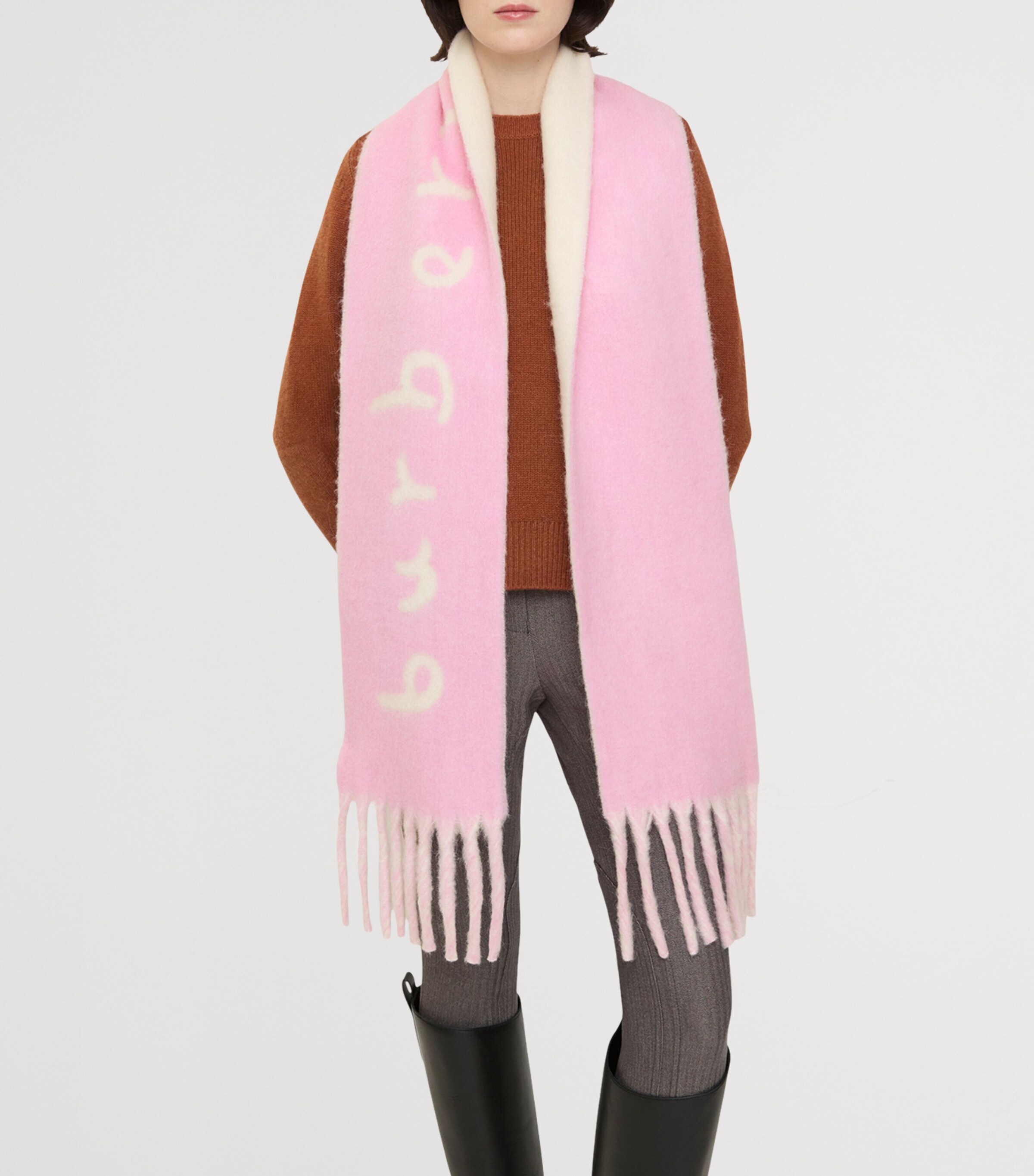 Alpaca Wool-Blend Reversible Scarf SUGAR PINK Image 3