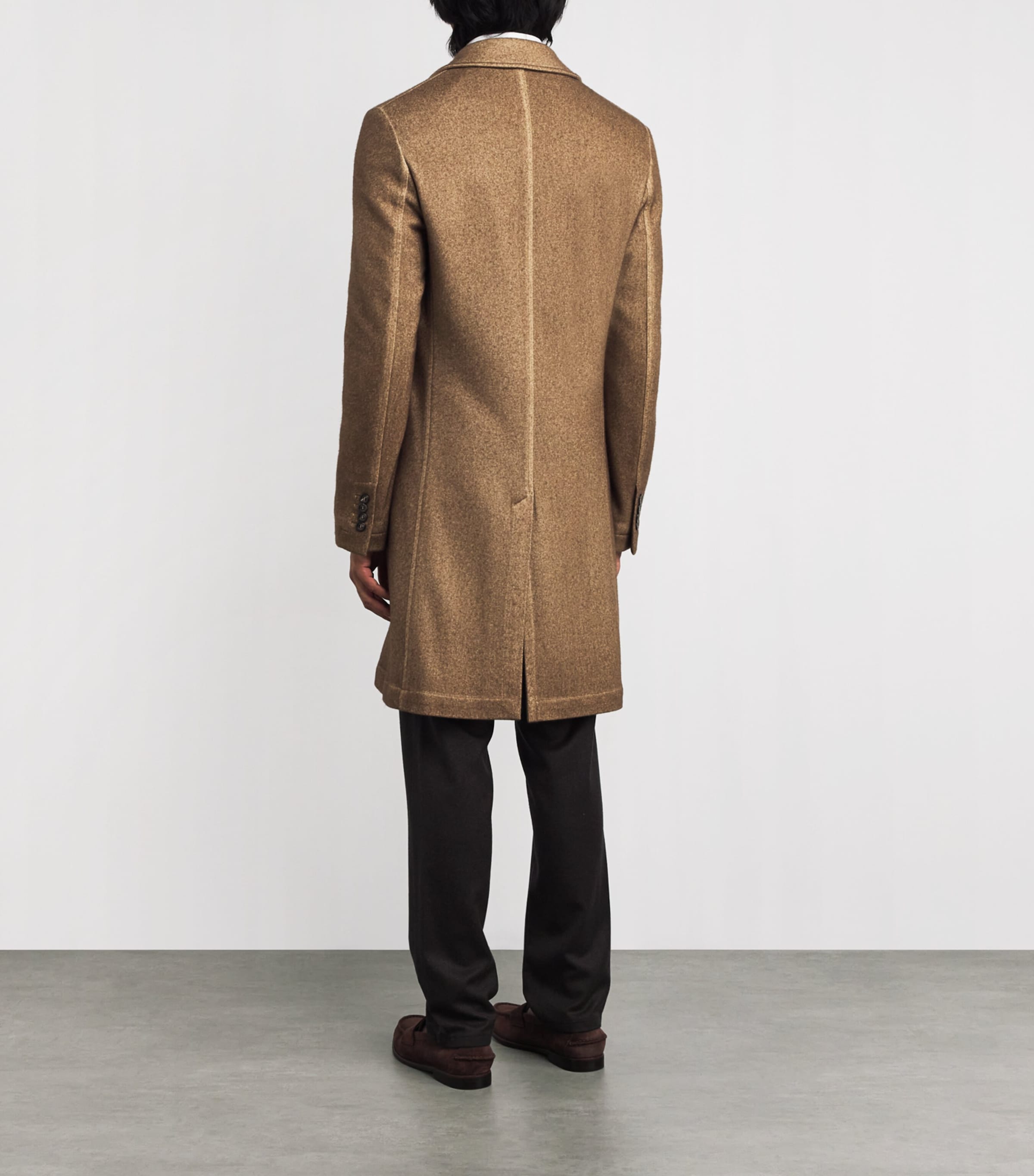 Colombo Mens Cashmere-Silk Overcoat Dark Brown Image 4