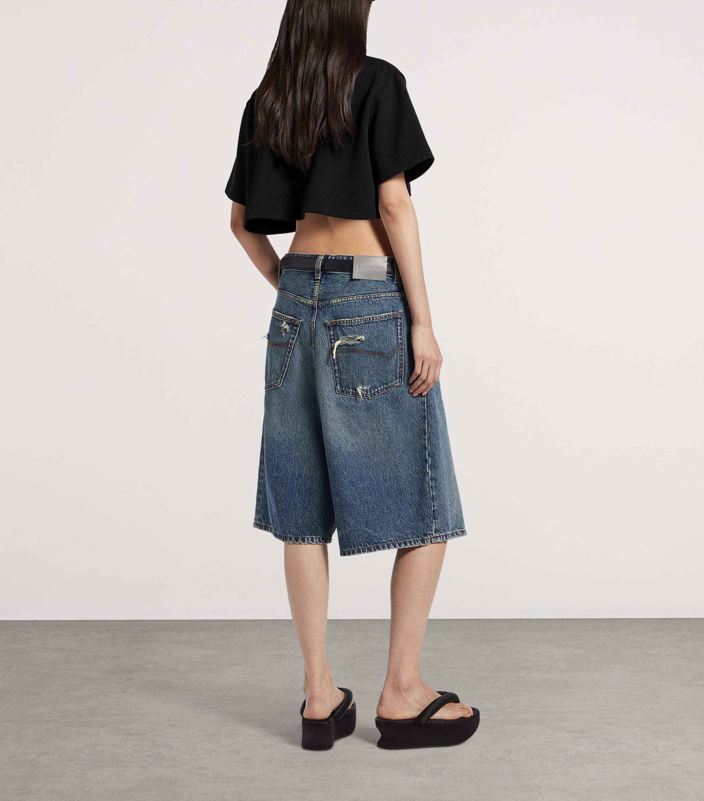 Balenciaga Womens Cotton-Blend Cropped T-Shirt Image 3