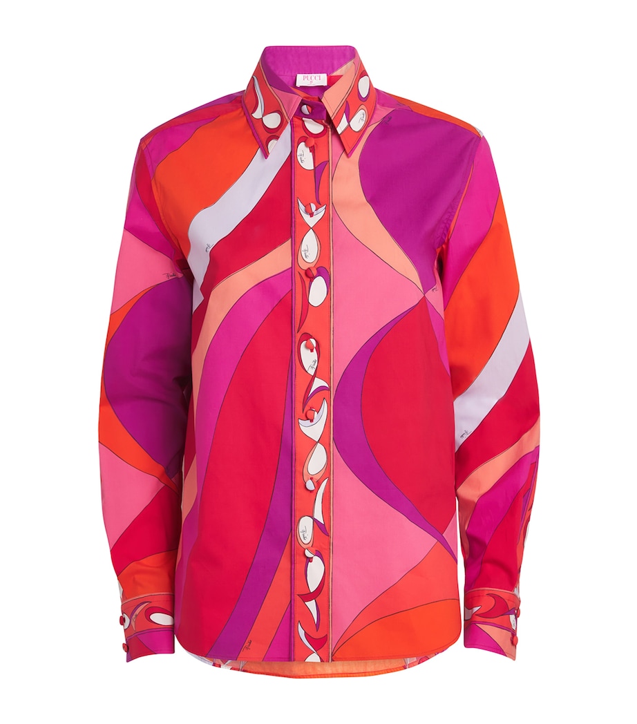 Cotton Marmo Print Shirt 017 CORALLO/FUXIA Image 1
