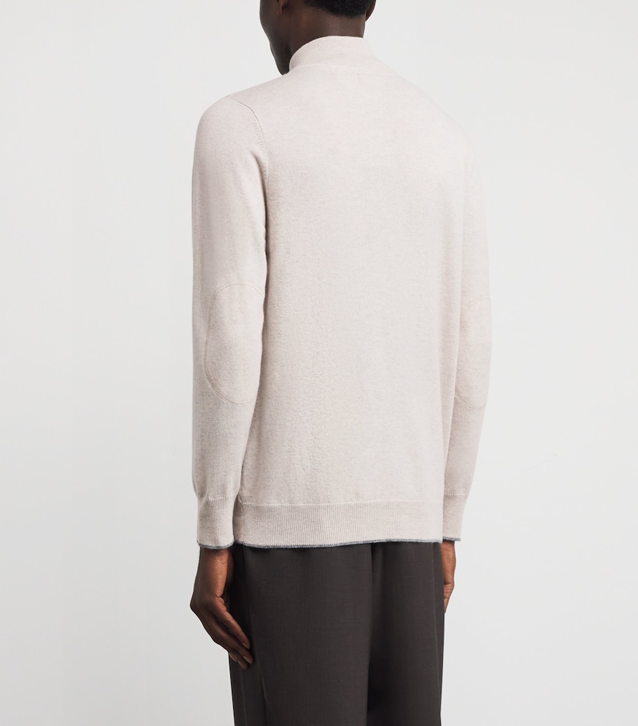 Cashmere Quarter-Zip Carnaby Sweater P45 PEBBLE GREY Image 4