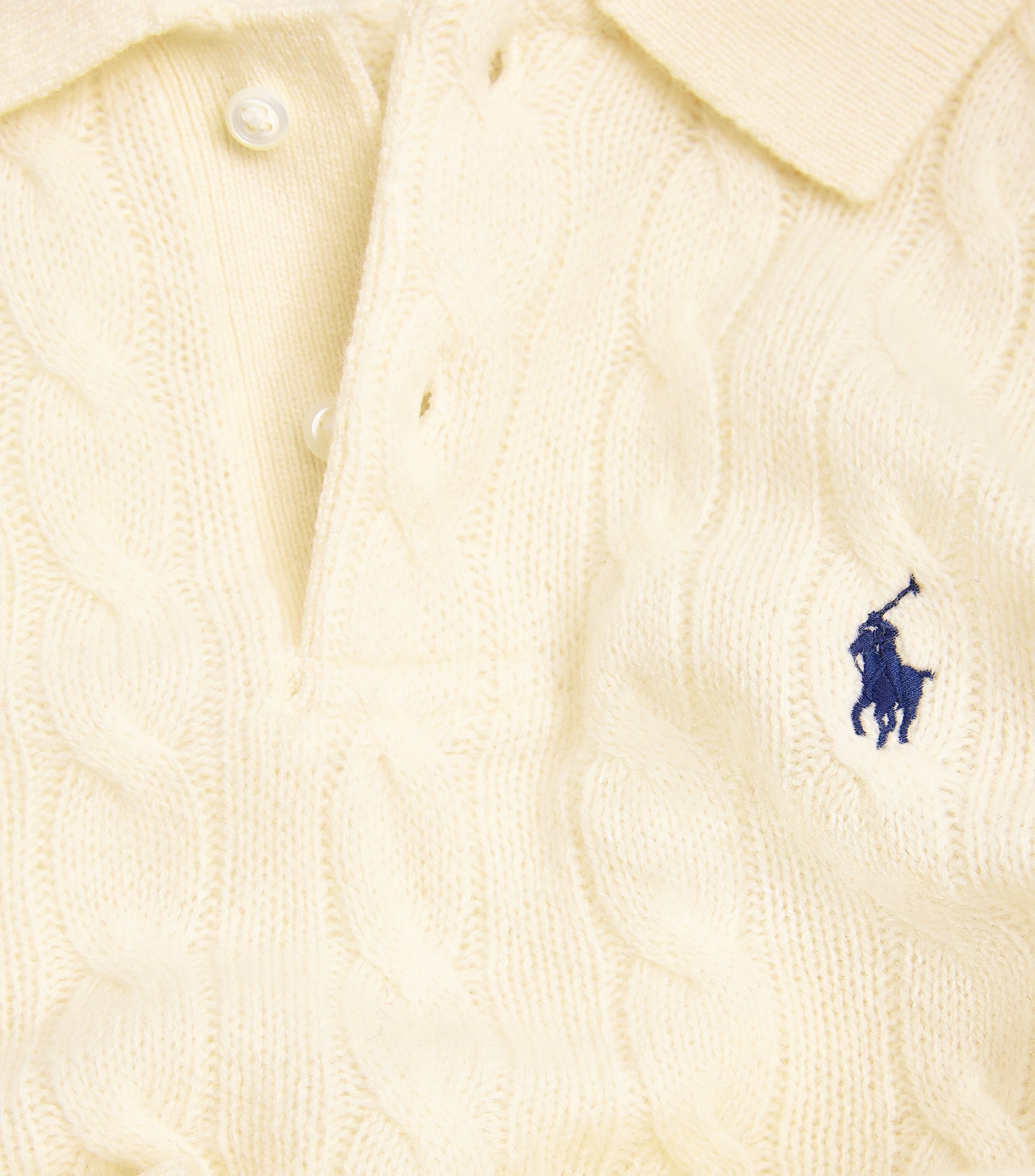 Wool-Cashmere Cable-Knit Polo Sweater AUTHENTIC CREAM Image 5