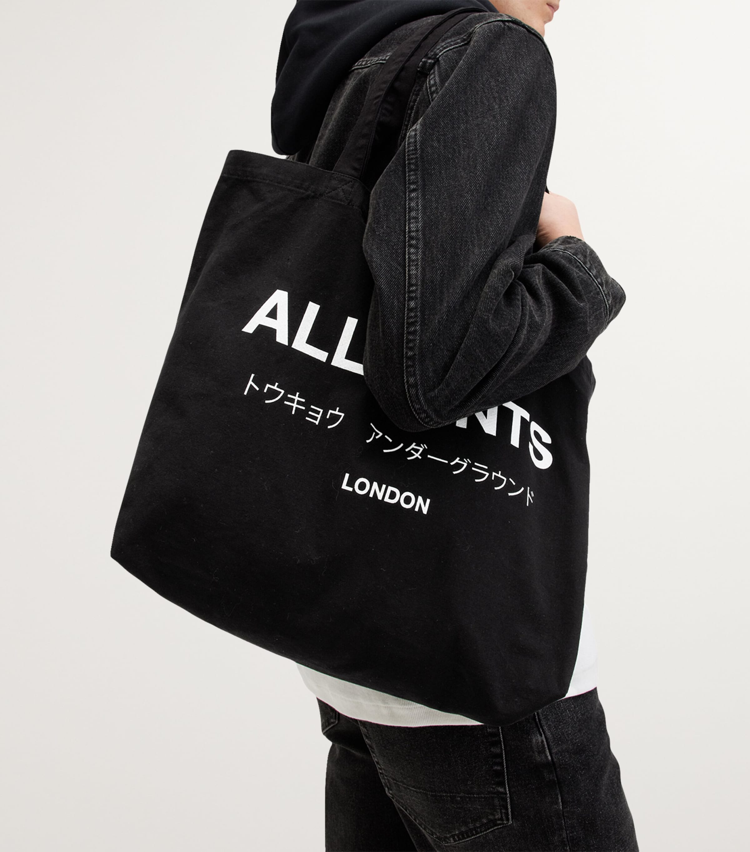 Cotton Underground Tote Bag BLACK/CHALK Image 5