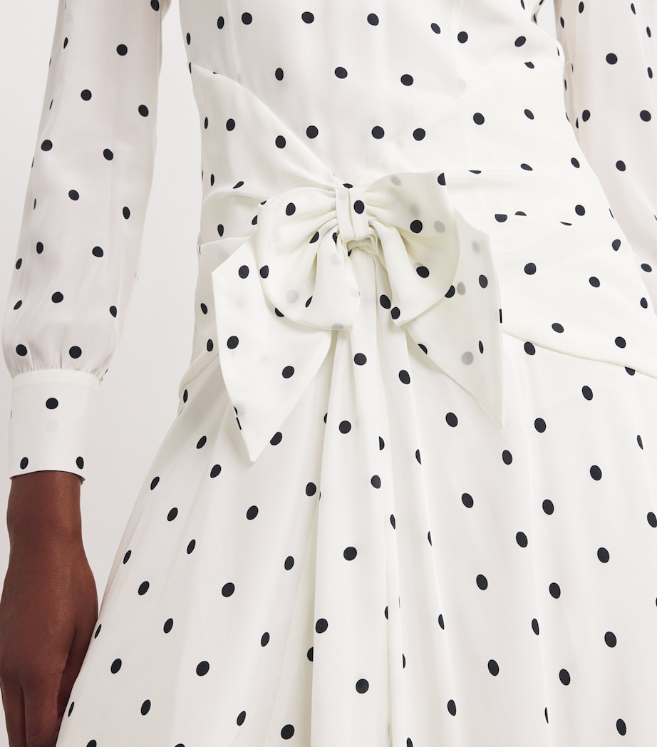 Silk High-Neck Midi Dress 0822 WHITE-NAVY BLUE Image 4