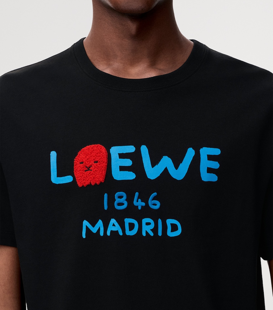 LOEWE Mens Cotton Relaxed Lion T-Shirt Black Image 5