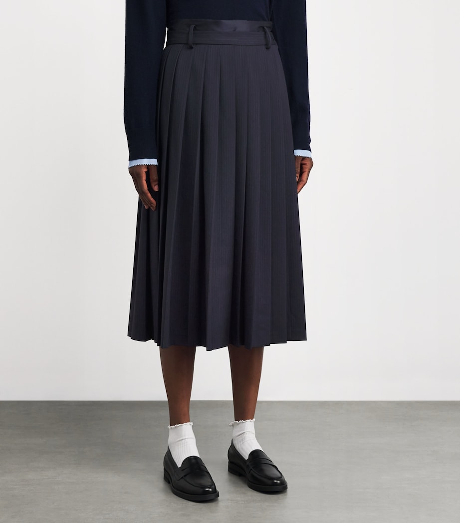 Wool-Blend Pleated Midi Skirt NAVY BLUE Image 3