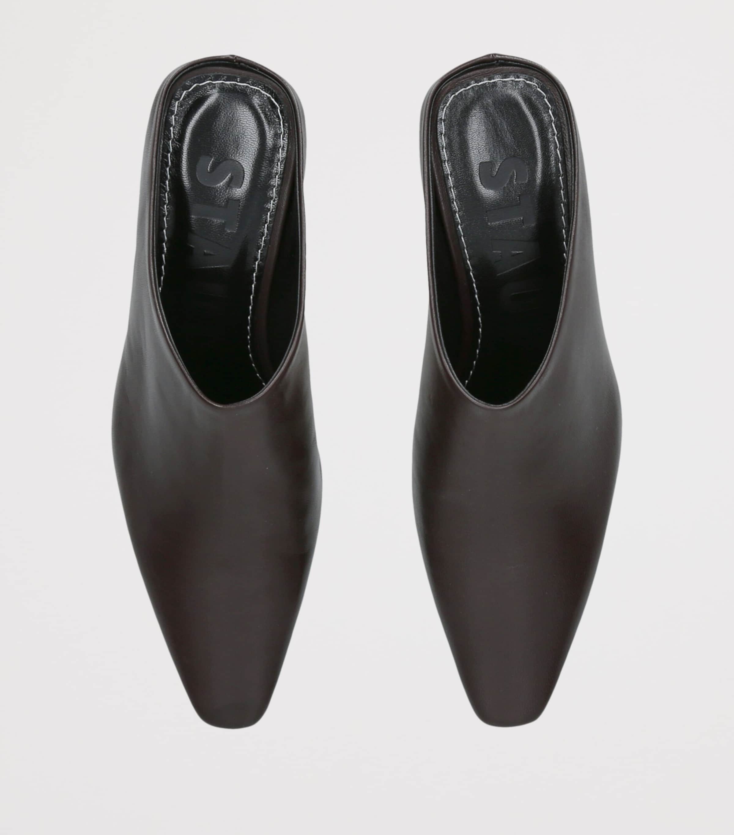 STAUD Leather Wally Mules 55 Dark Brown Image 3