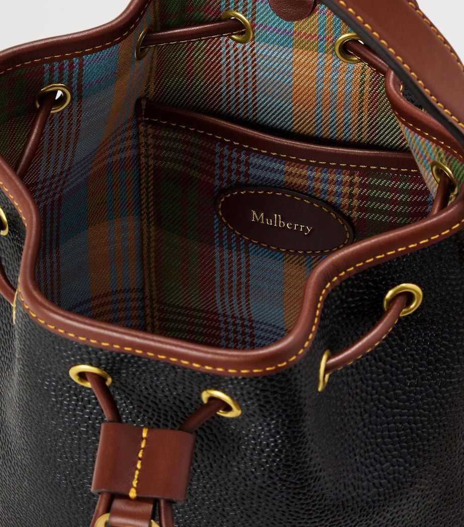 Mulberry Small Leather-Trim Bucket Bag Black Cognac Image 4