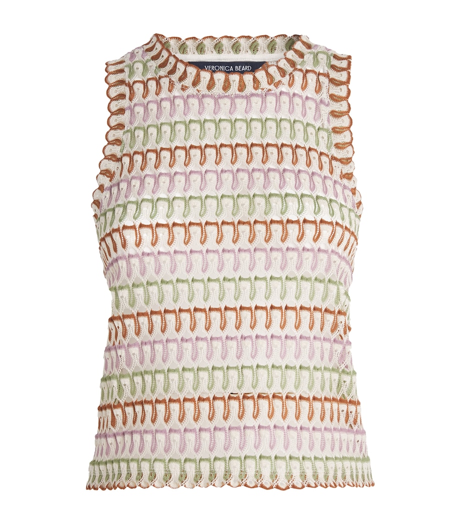 Veronica Beard Womens Knitted Jacquard Rhett Tank Top Ochre/dv Mlt Image 1