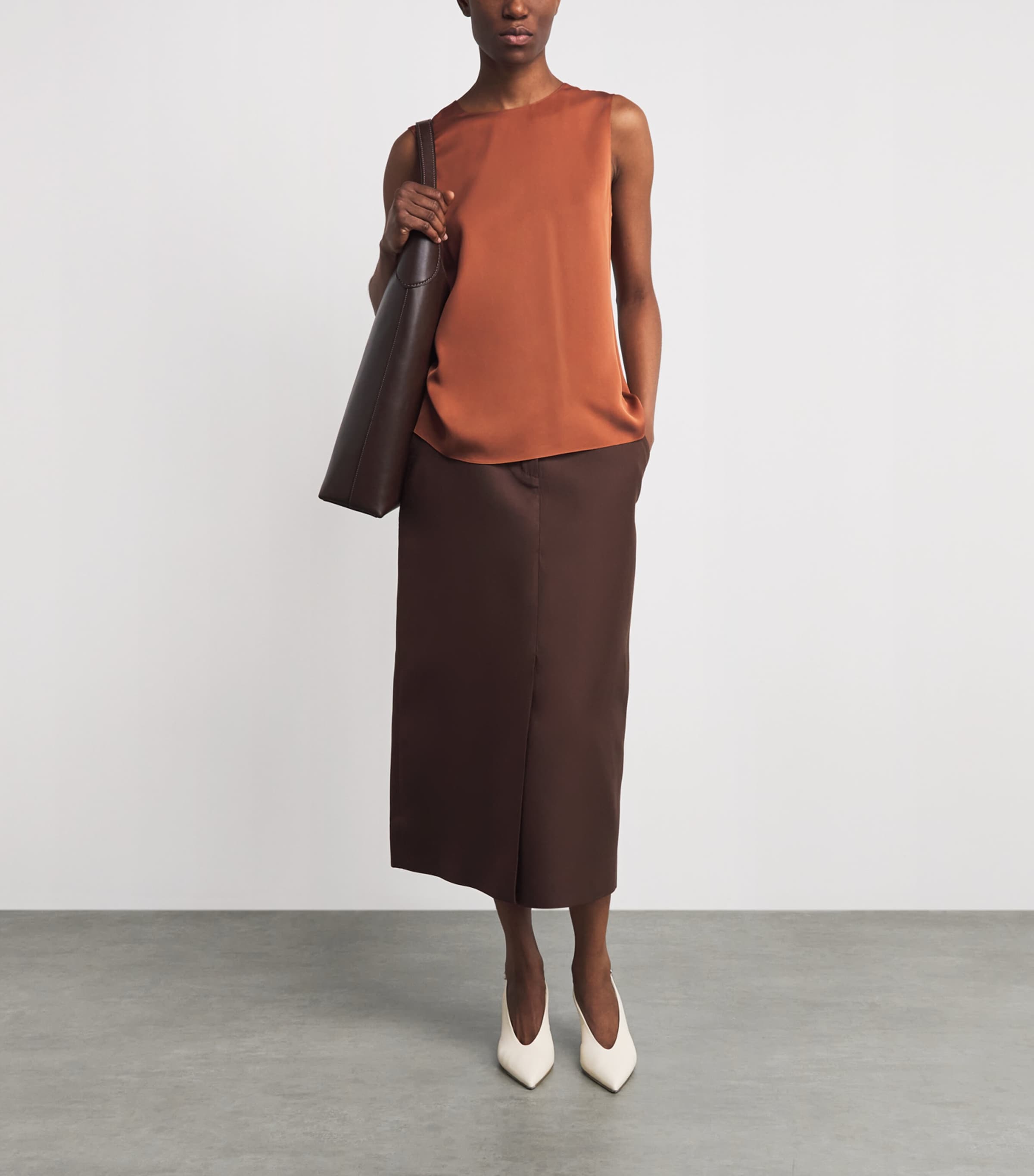 Silk Georgette Shell Blouse ZFD BRIGHT COGNAC Image 2