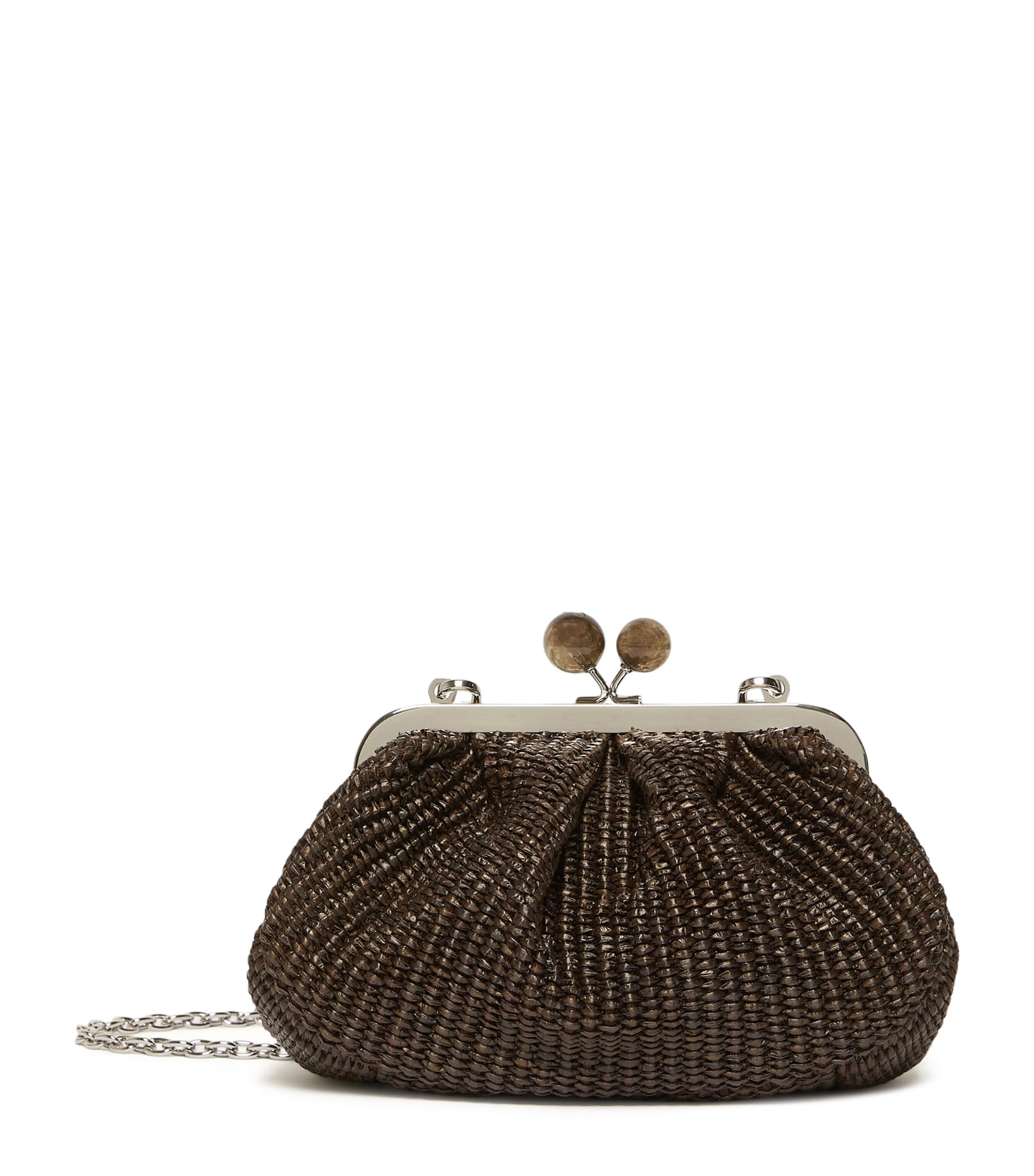 Weekend Max Mara Small Woven Pasticcino Clutch Bag Dark Brown Image 1