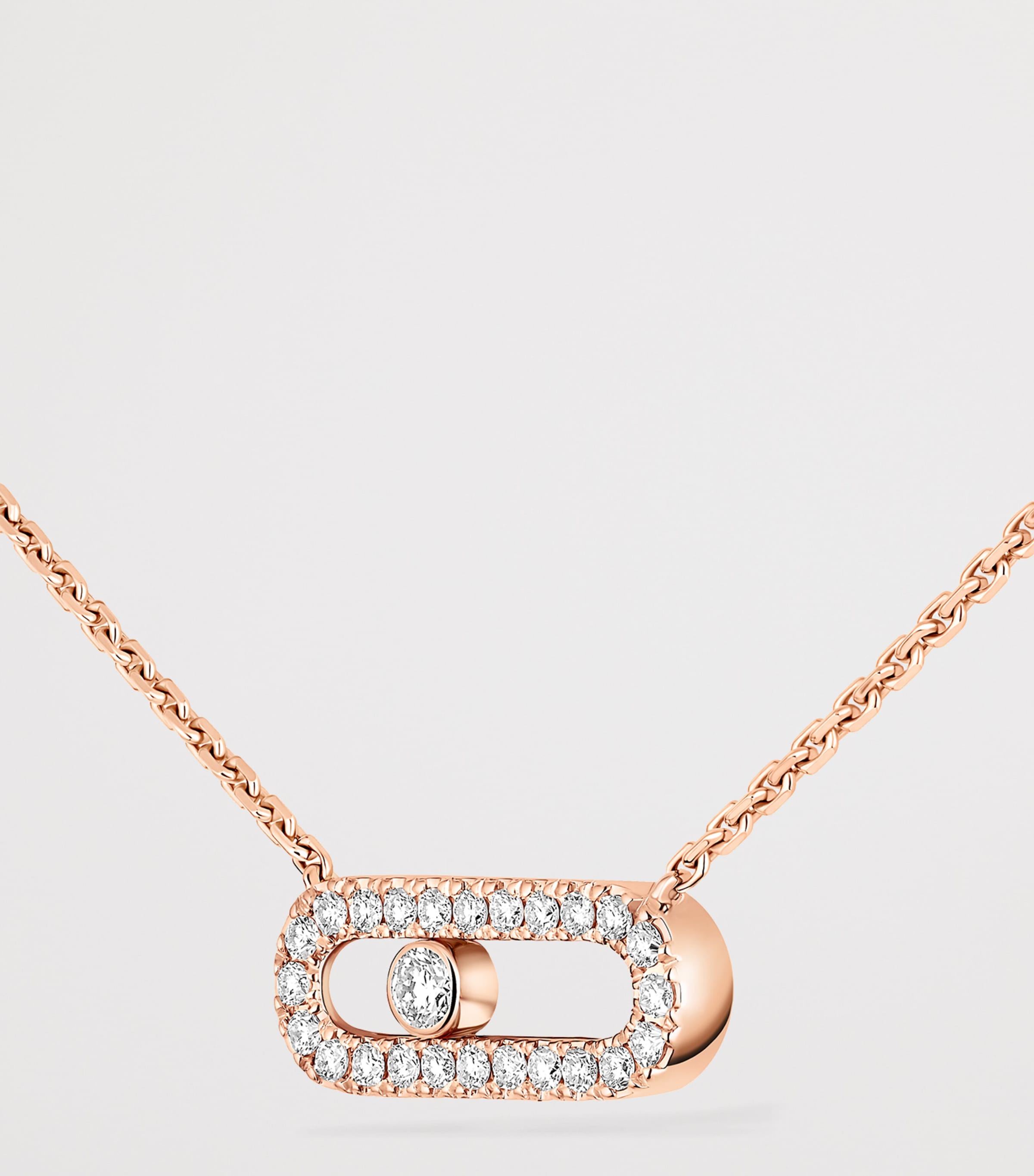 Messika Move Uno Pink Gold and Diamond Pavé Necklace Pink Gold Image 3