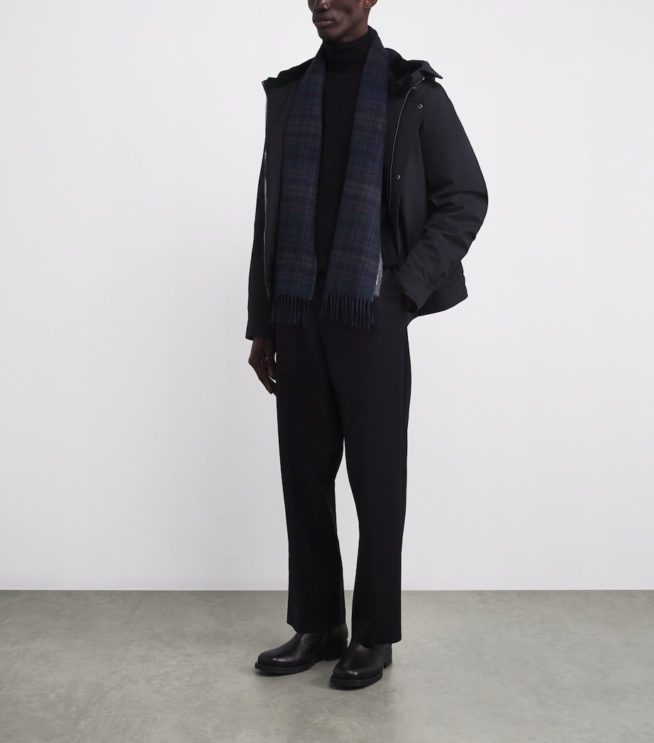 Down Waterproof Shearling-Lined Short Parka A7033 NAVY Image 2