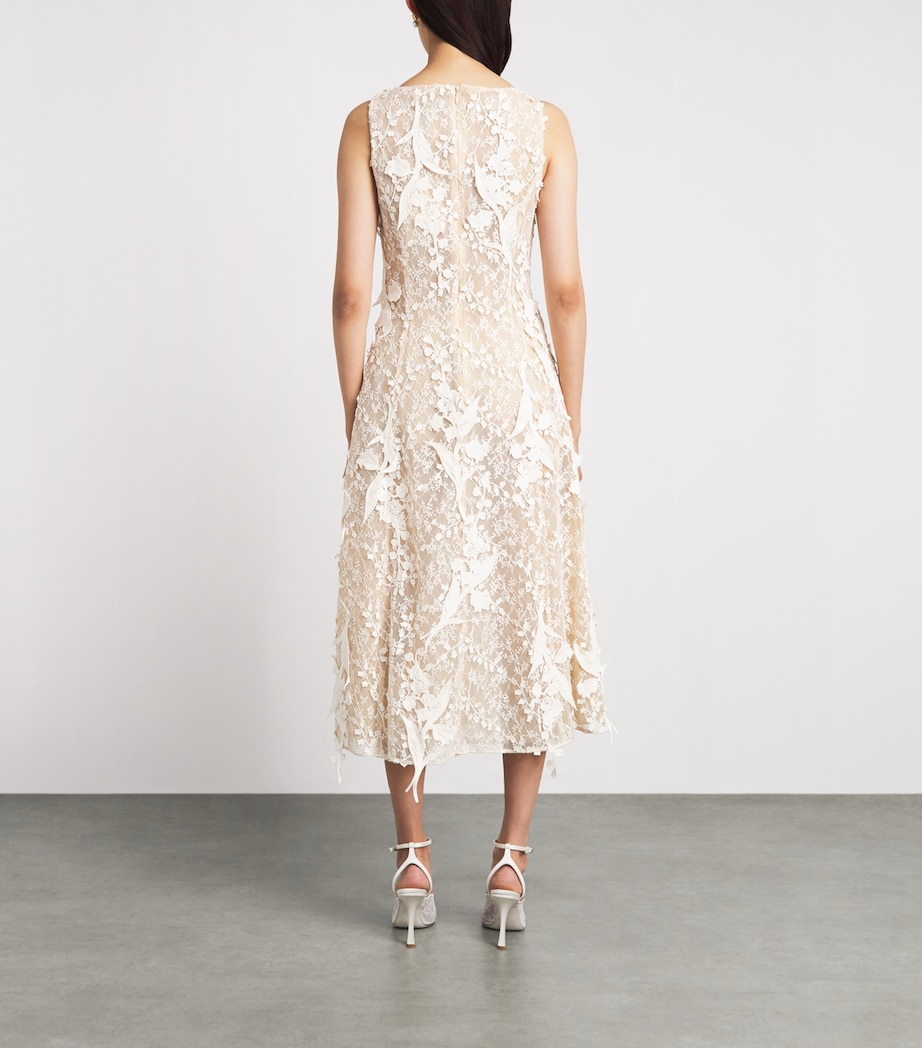 LEO LIN Womens Lace Embellished Cleo Midi Dress Snow Image 4