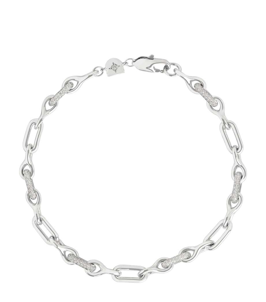 Astrid & Miyu Rhodium-Plated Pavé Chain Link Bracelet Silver Image 1
