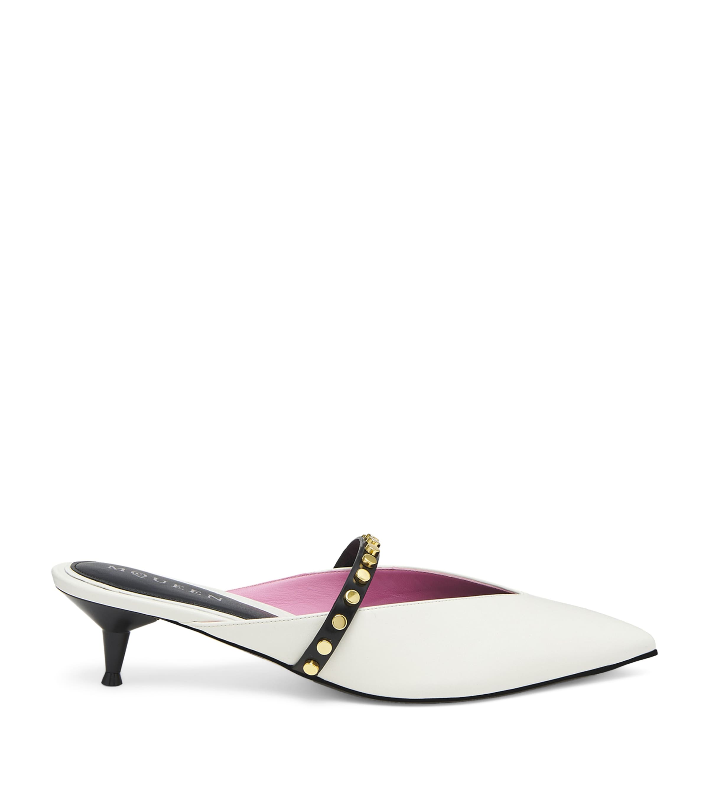 Alexander Mcqueen Leather Revel Heeled Mules 50 In Multi