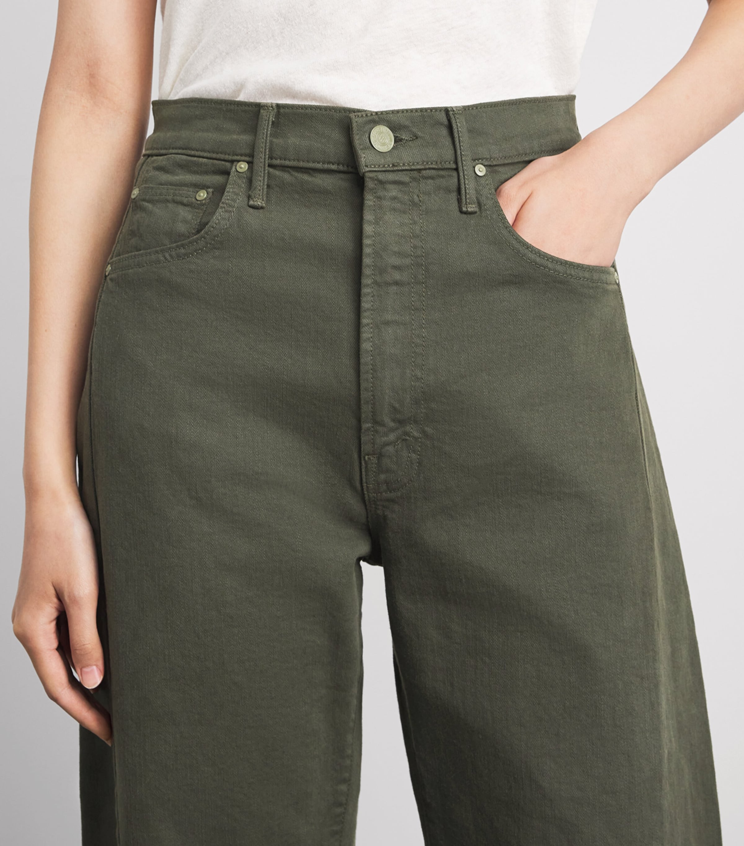 MOTHER Womens The Half-Pipe Wide-Leg Jeans Forest Night Image 3