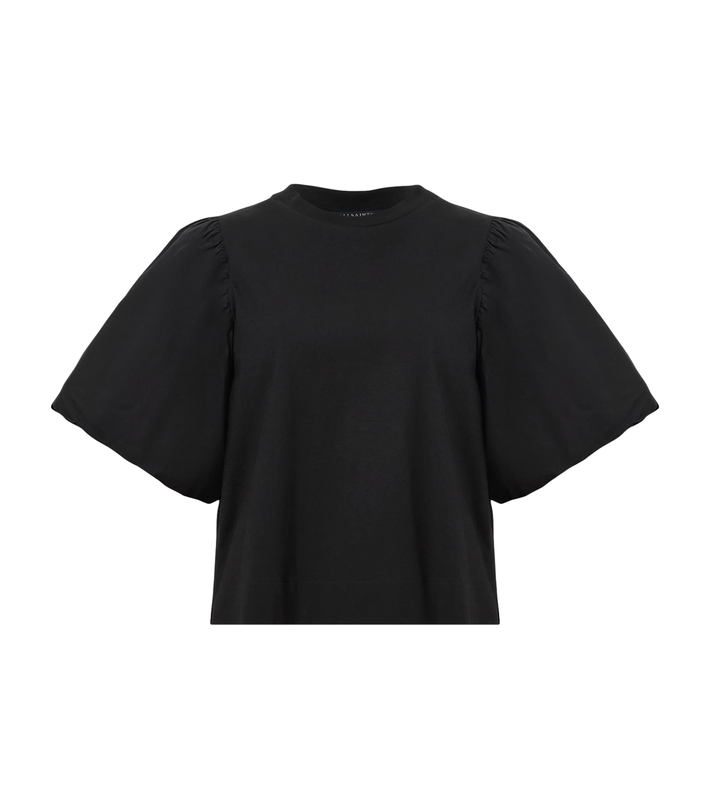 Allsaints Womens Black Jess Puff-sleeve Relaxed-fit Cotton T-shirt In Black