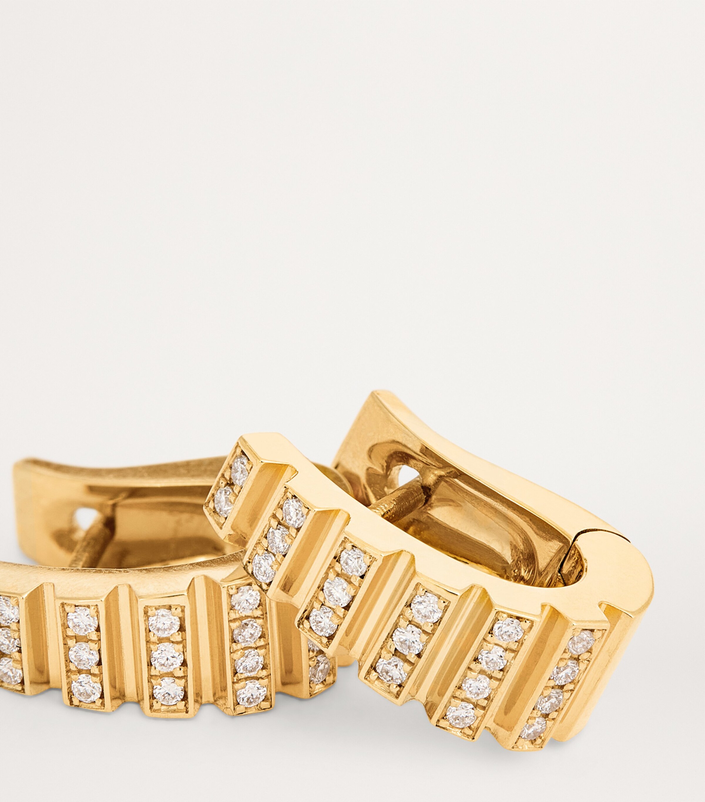 Small Yellow Gold and Diamond Escalier Hoop Earrings YELLOW GOLD Image 6