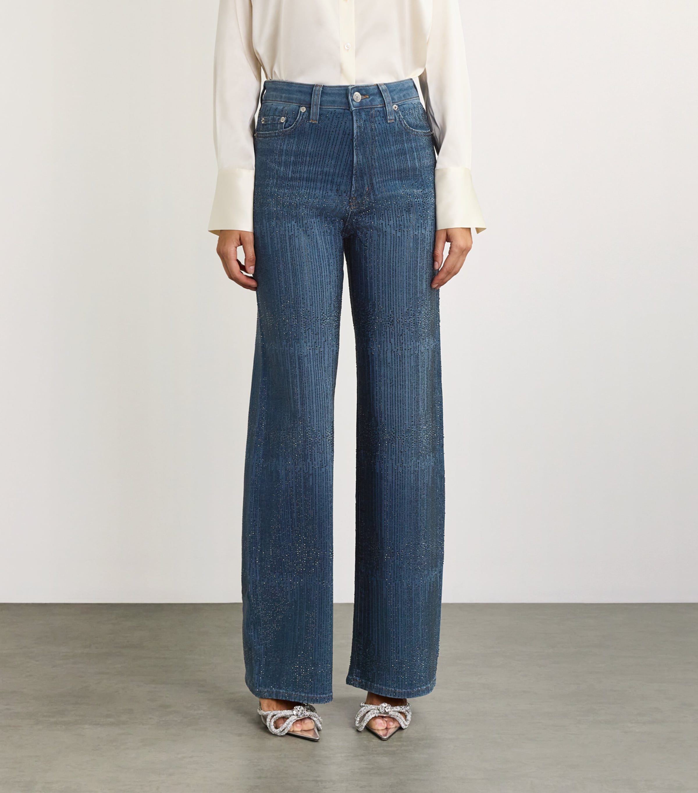 Embellished Wide-Leg Jeans BLUE Image 3