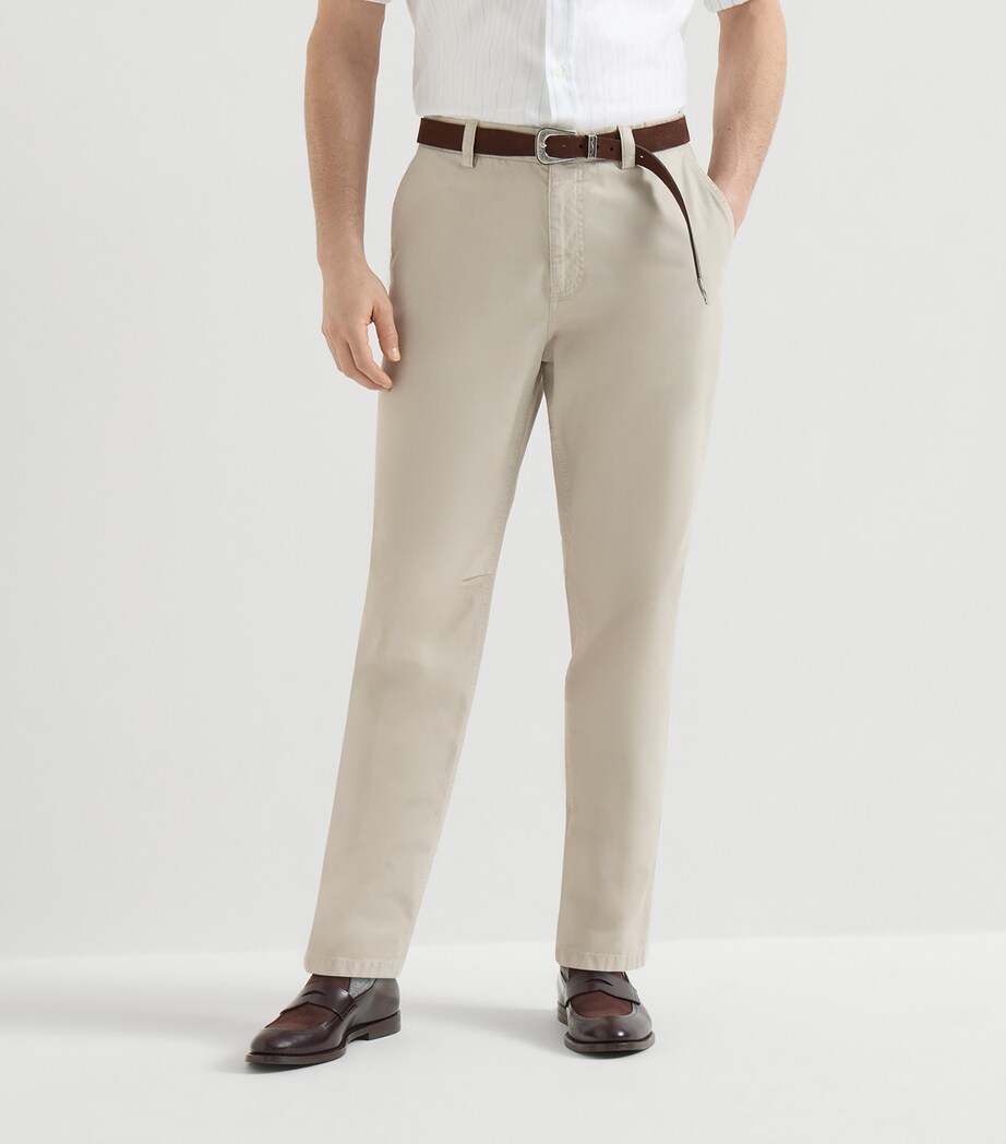 Brunello Cucinelli Mens Cotton Gabardine Straight Trousers Image 3