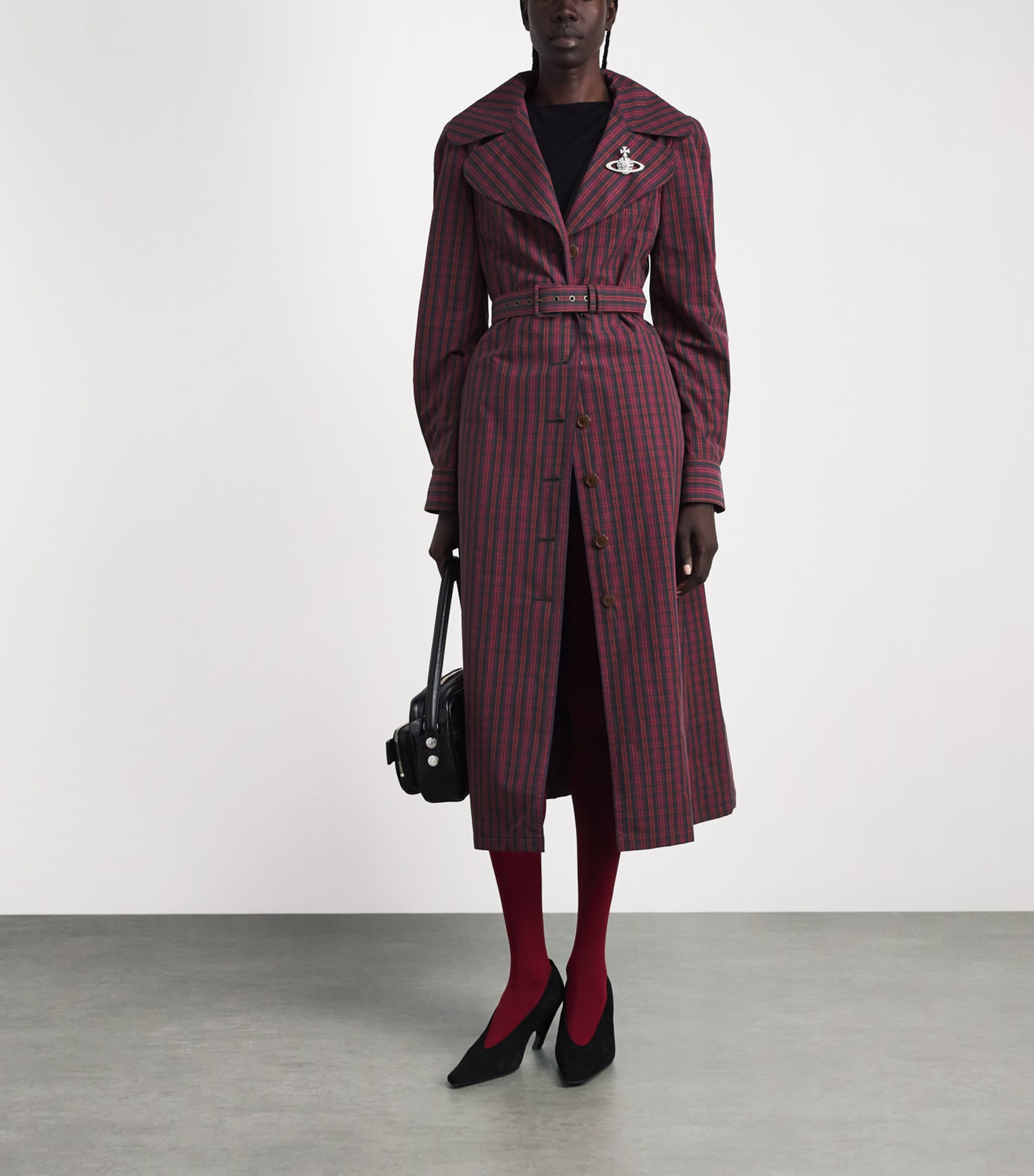 Vivienne Westwood Womens Cotton Tartan Liska Trench Coat Red/green/blue Image 2