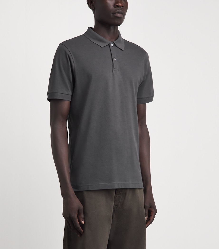 Sunspel Mens Supima Cotton Polo Shirt Anthracite Image 4