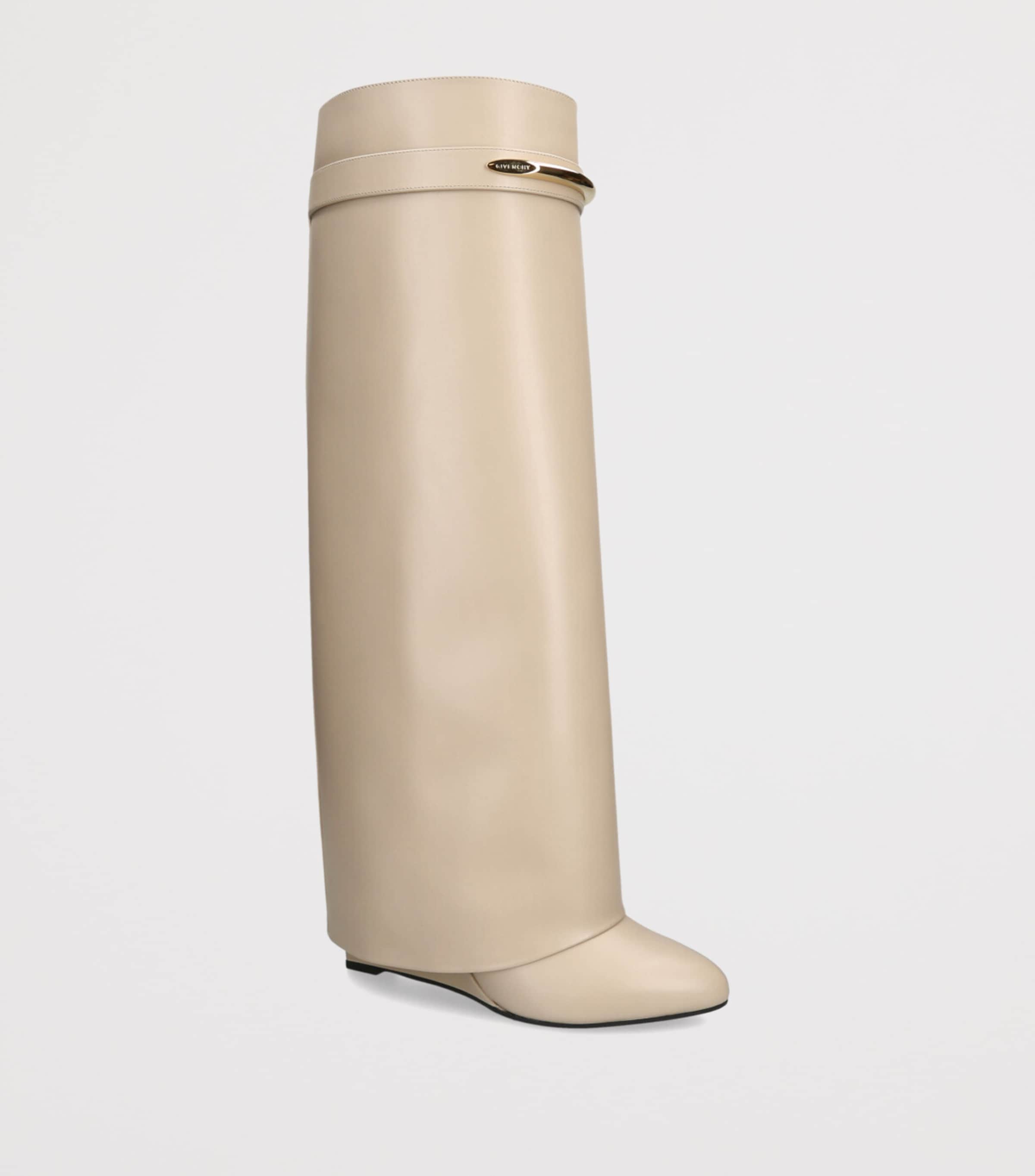 Leather Shark Knee-High Boots 95 BEIGE Image 3