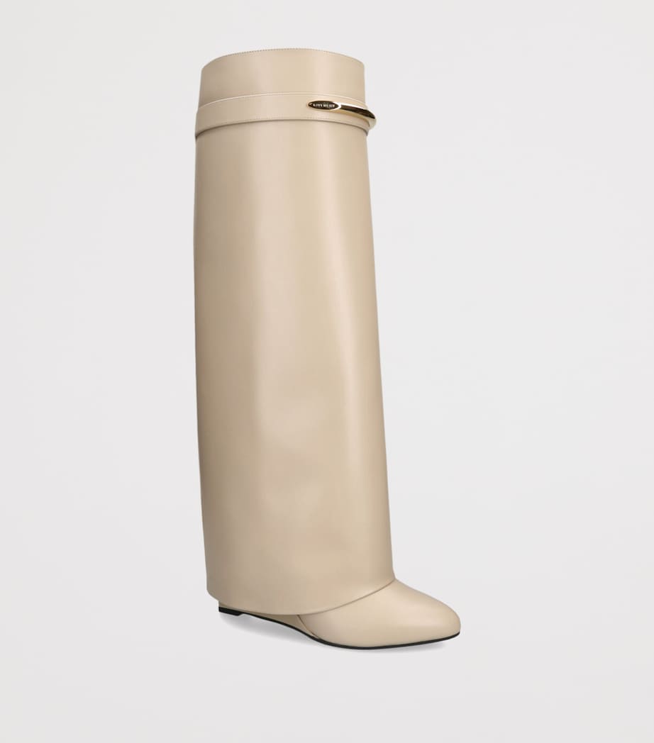 Leather Shark Knee-High Boots 95 BEIGE Image 3