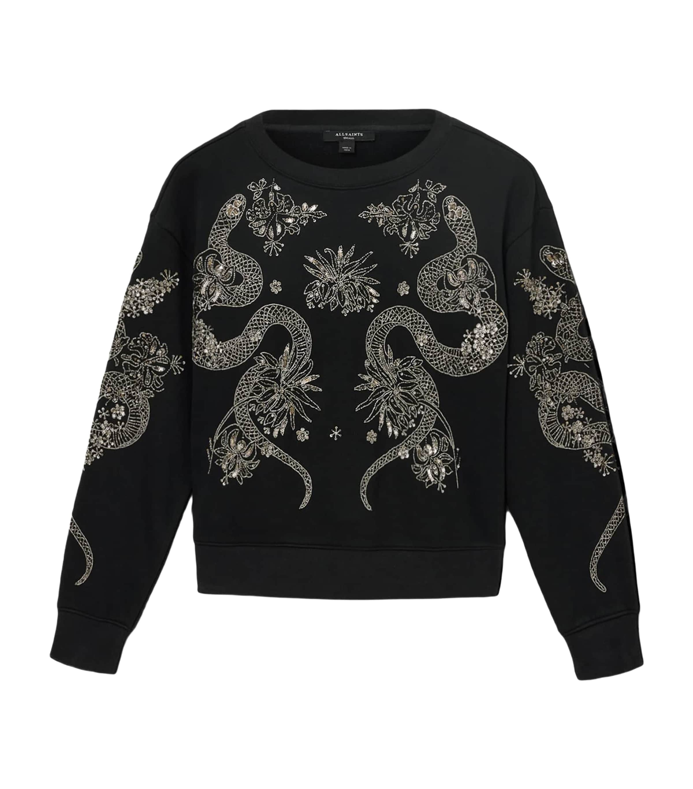 Allsaints Organic Cotton-blend Cecile Pippa Sweatshirt In Black