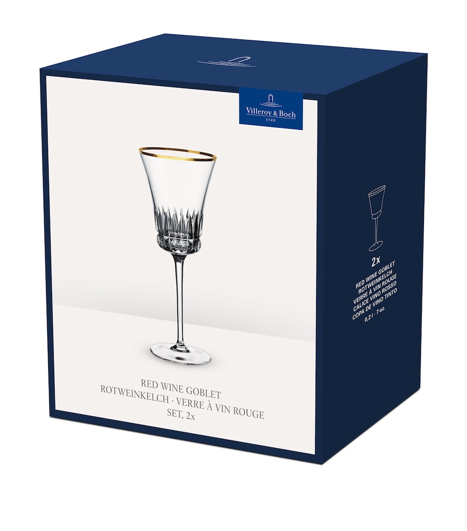 Set of 2 Grand Royal Gold Red Wine Glasses (200ml) CLEAR Image 2
