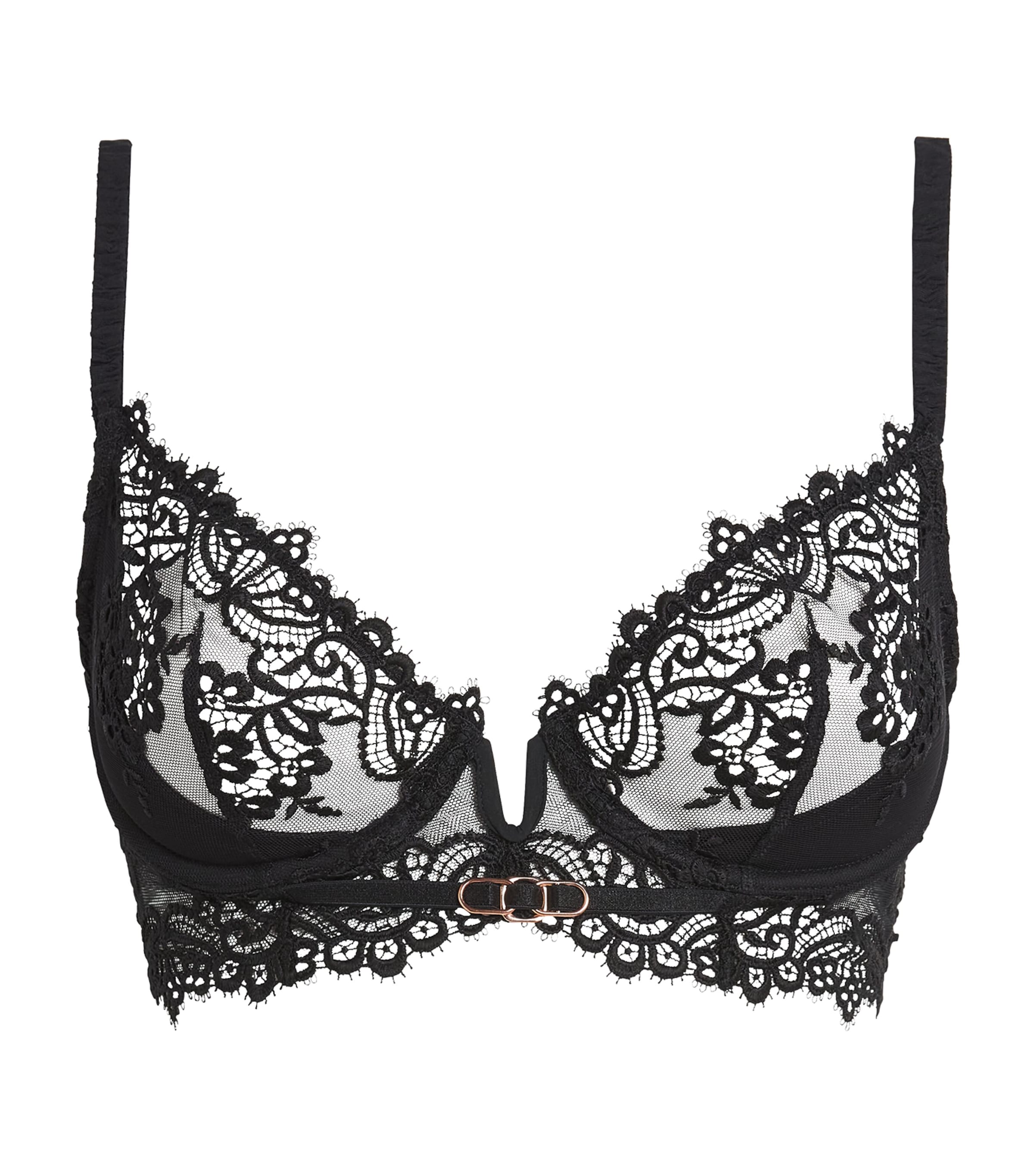 Simone Perele Womens Lace Padded Idole Underwired Bra Noir Image 1