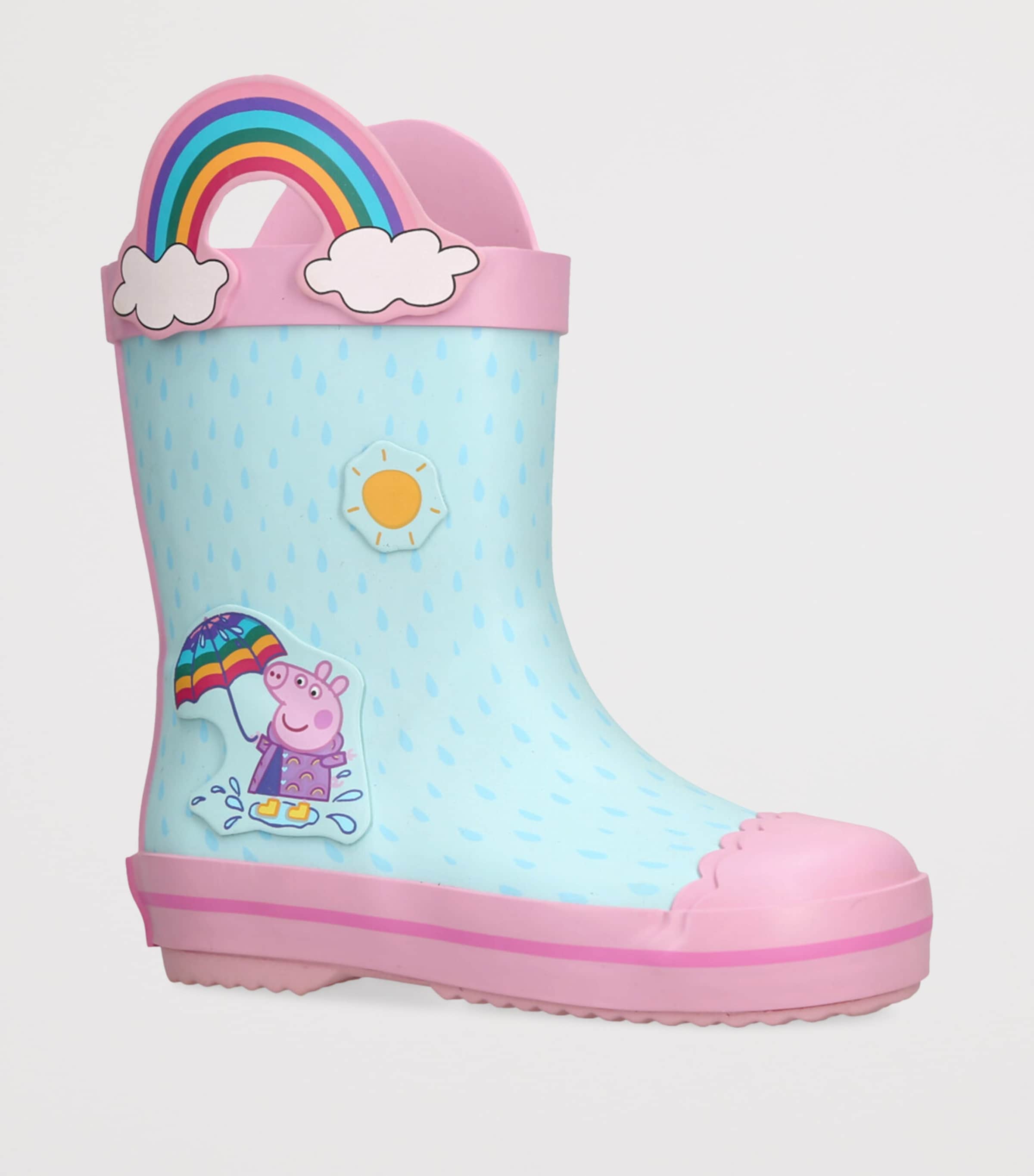 Peppa Pig Rainbow Wellington Boots PALE BLUE Image 3