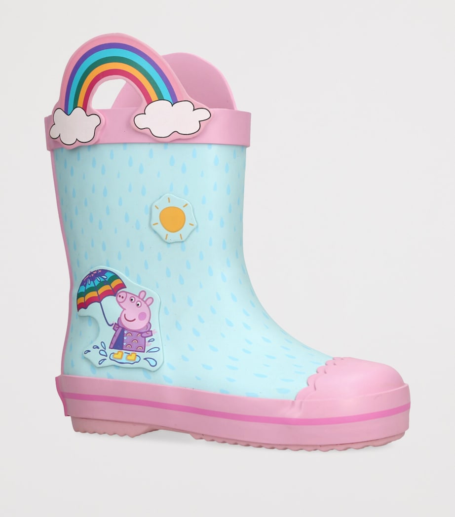 Peppa Pig Rainbow Wellington Boots PALE BLUE Image 3