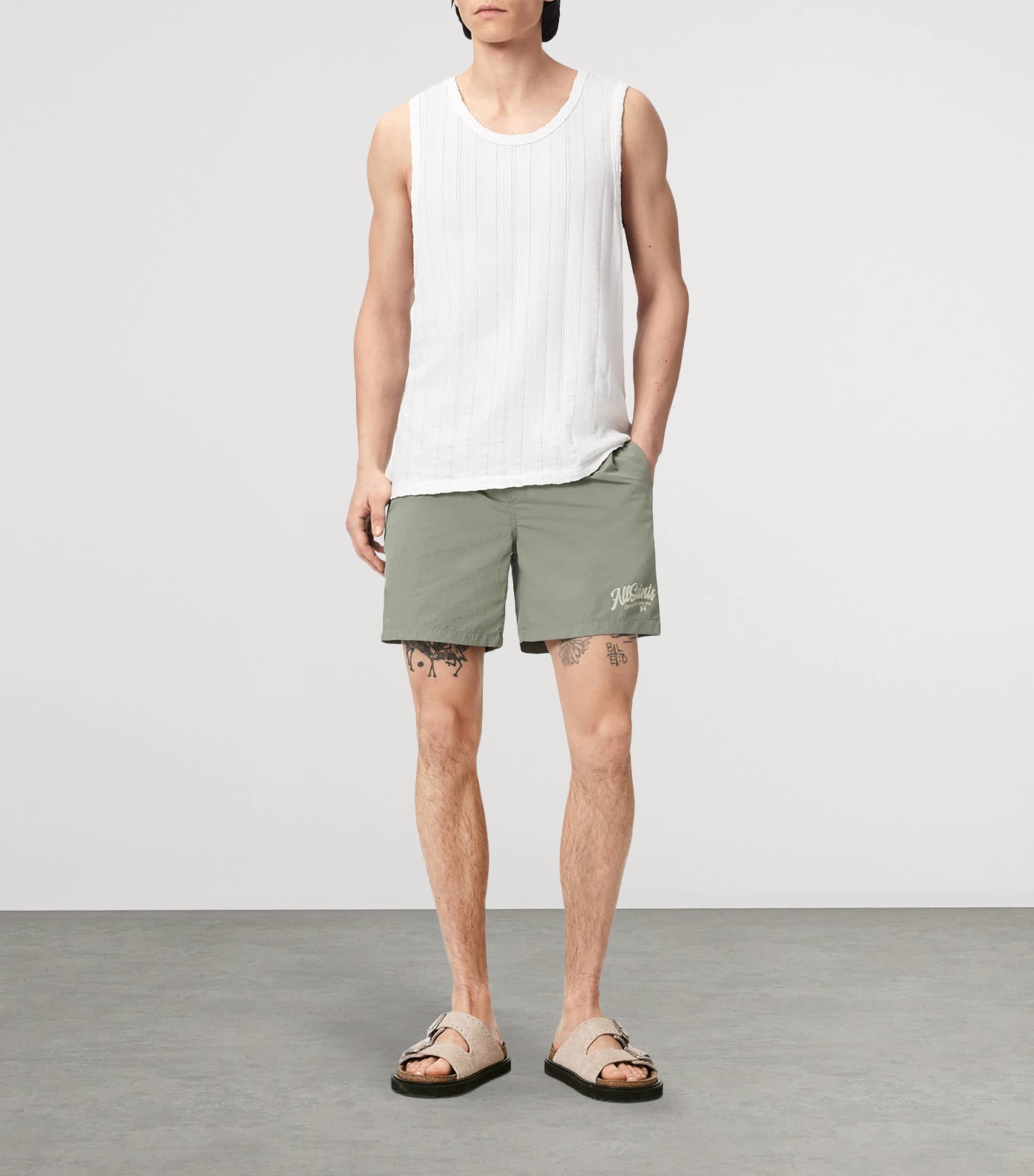 AllSaints Mens Odyssey Logo Swim Shorts Spring Green Image 2