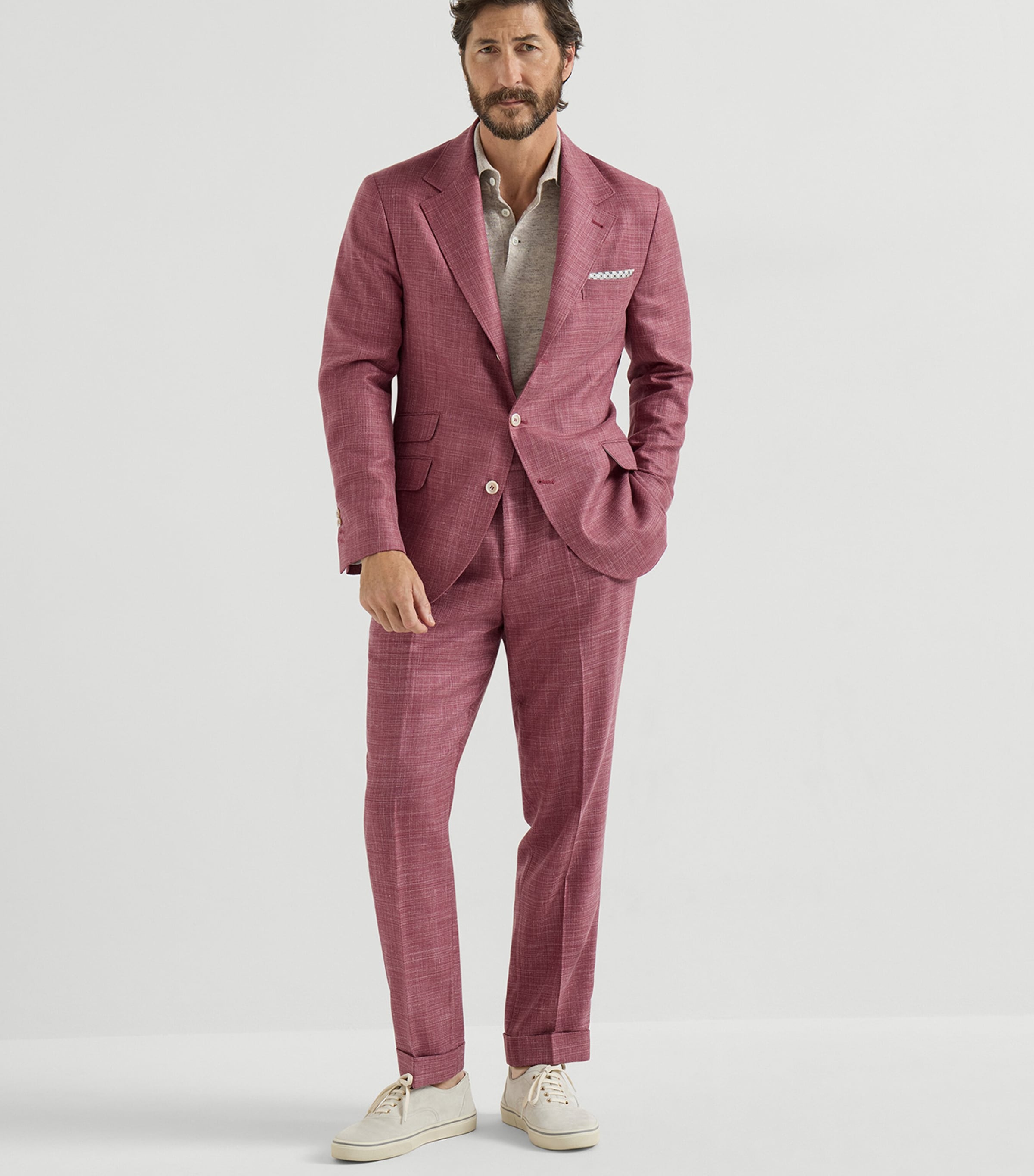 Brunello Cucinelli Mens Wool-Linen-Silk 2-Piece Suit Image 3