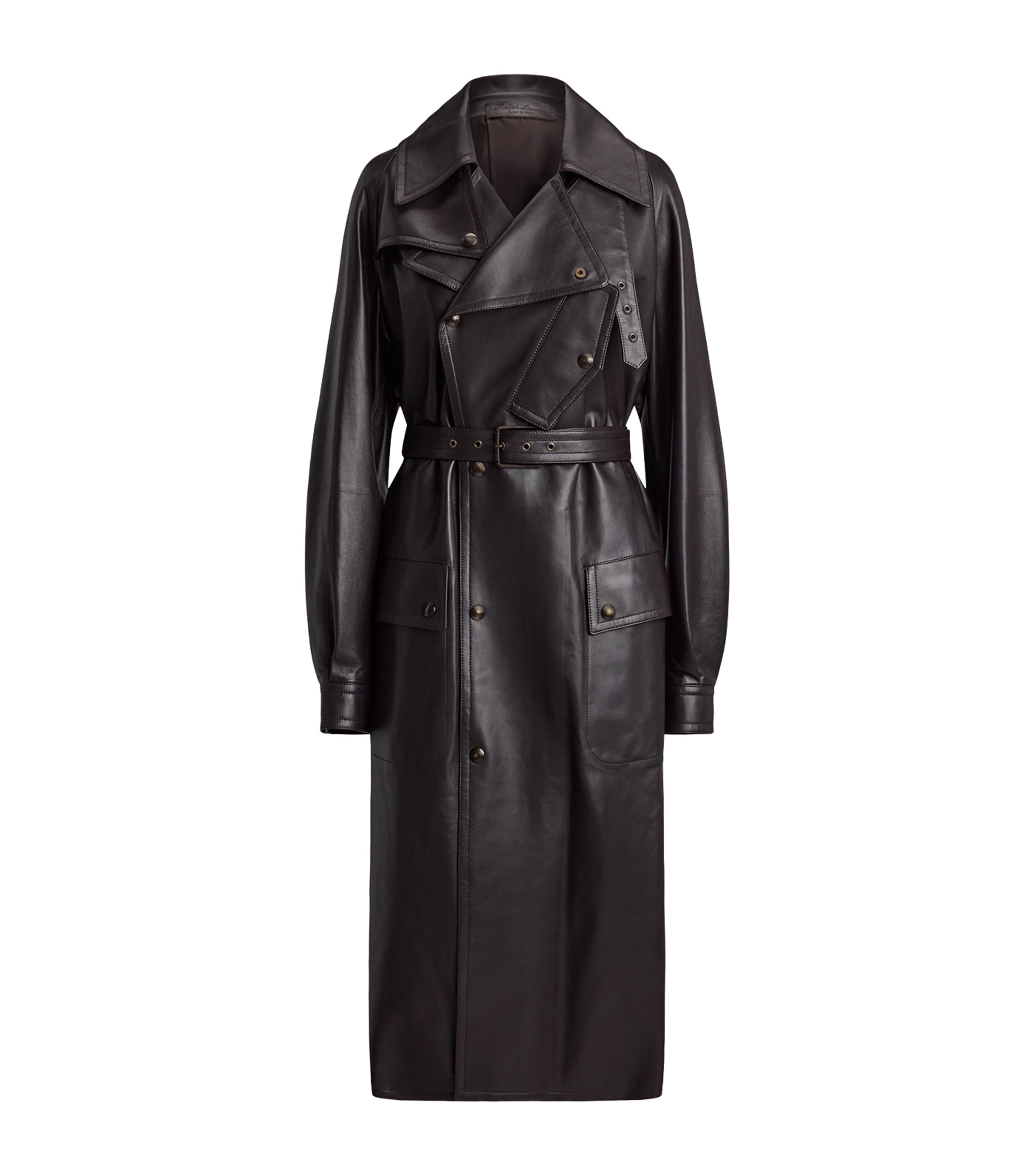 Ralph Lauren Collection Womens Lambskin Bailey Trench Coat Espresso Image 1