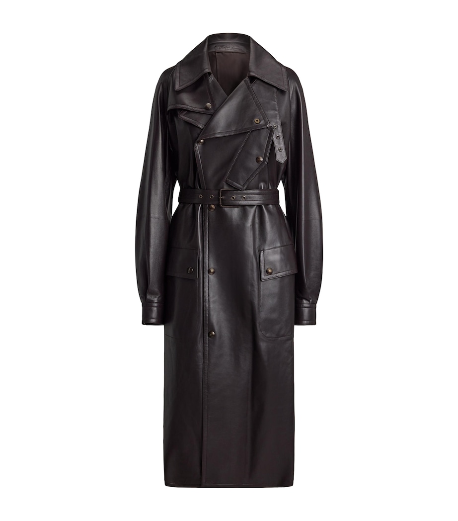 Ralph Lauren Collection Womens Lambskin Bailey Trench Coat Espresso Image 1